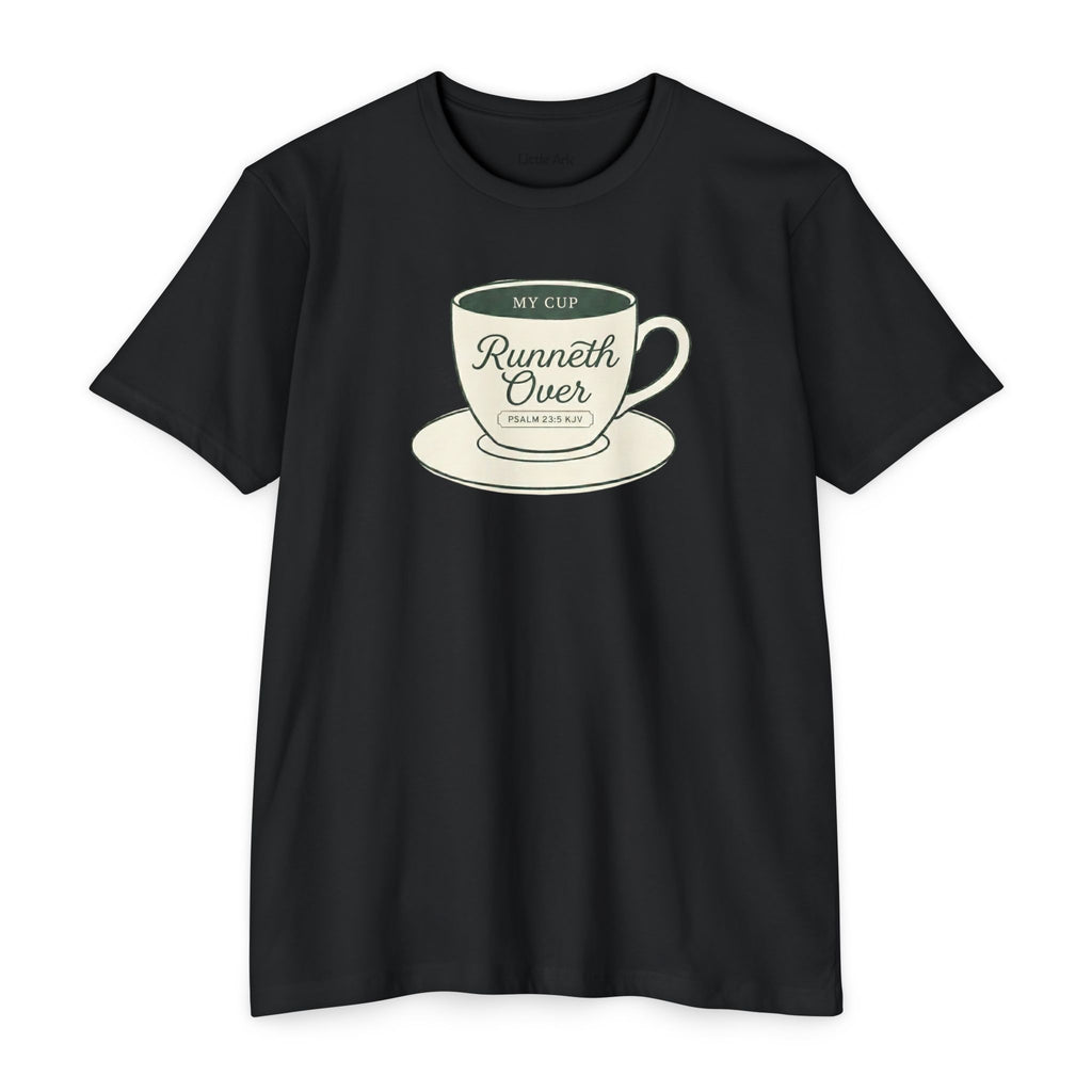 My Cup Runneth Over Vintage Mens Tee in CVC Black – T-Shirt | Little Ark | Christian Clothing Brand
