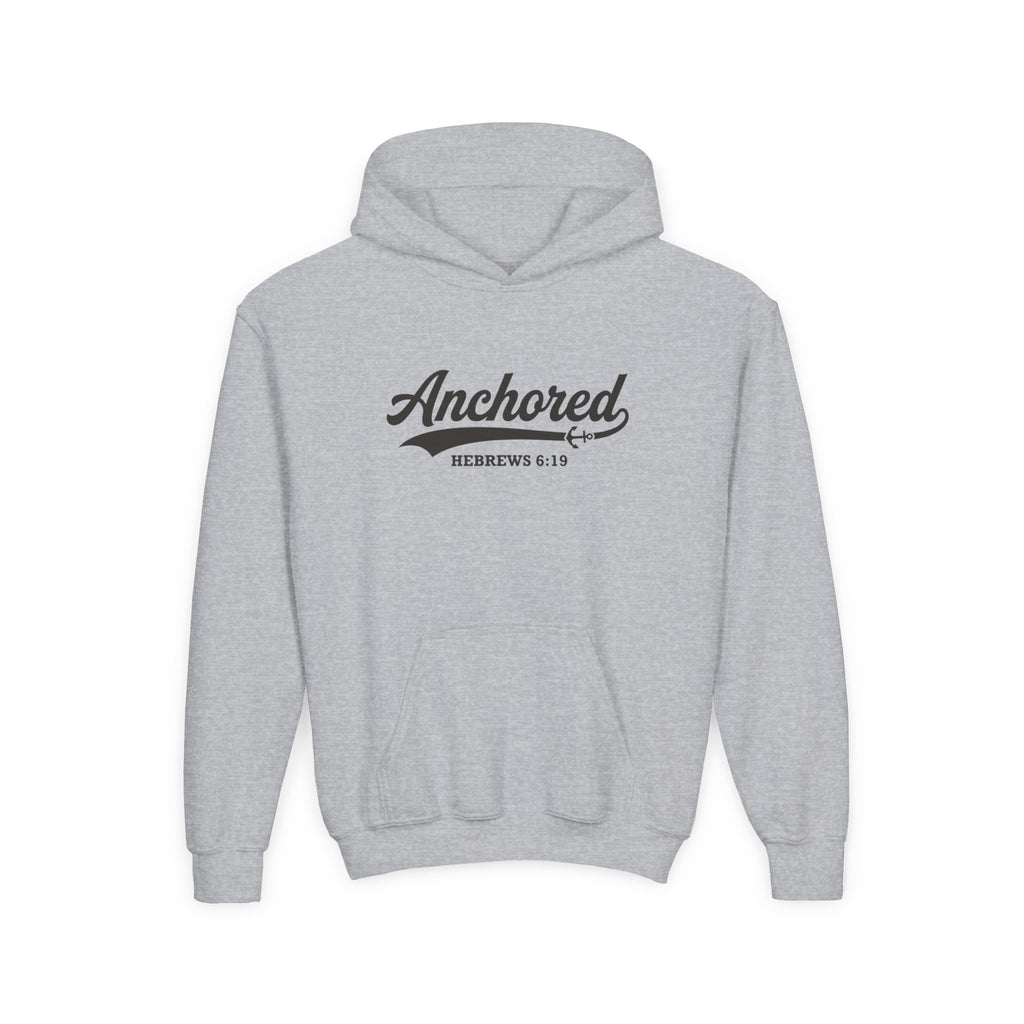 'Anchored - 'Hebrews 6:19' Kids Pullover Hoodie in Sport Grey – Kids clothes | Little Ark | Christian Clothing Brand