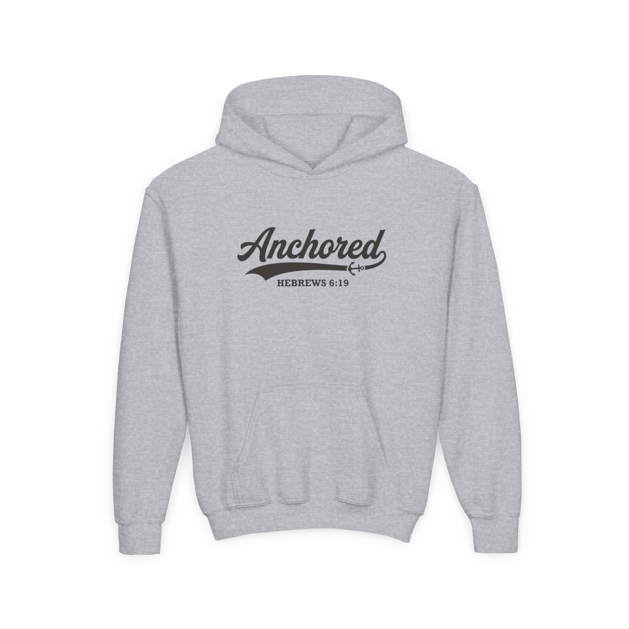'Anchored - 'Hebrews 6:19' Kids Pullover Hoodie in Sport Grey – Kids clothes | Little Ark | Christian Clothing Brand