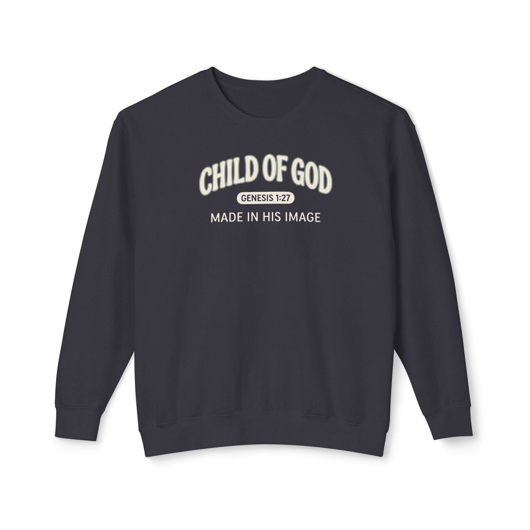 'Child of God' - 'Made in His Image' Mens Sweatshirt in Black – Sweatshirt | Little Ark | Christian Clothing Brand