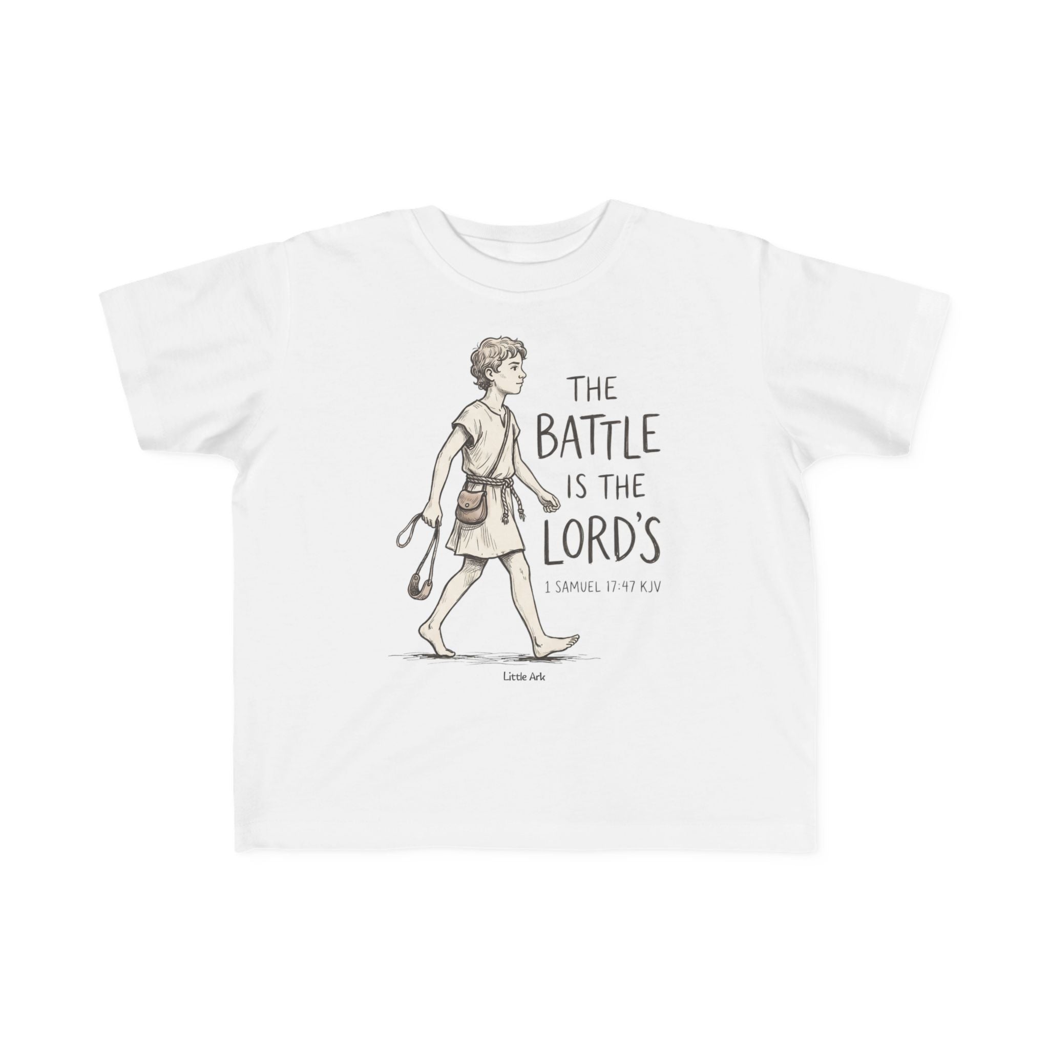 'The Battle Is The Lord's' Toddlers Tee in White – Kids clothes | Little Ark | Christian Clothing Brand