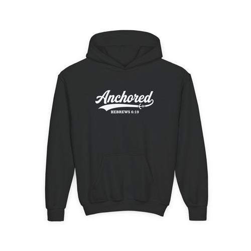 'Anchored - 'Hebrews 6:19' Kids Pullover Hoodie in Black – Kids clothes | Little Ark | Christian Clothing Brand
