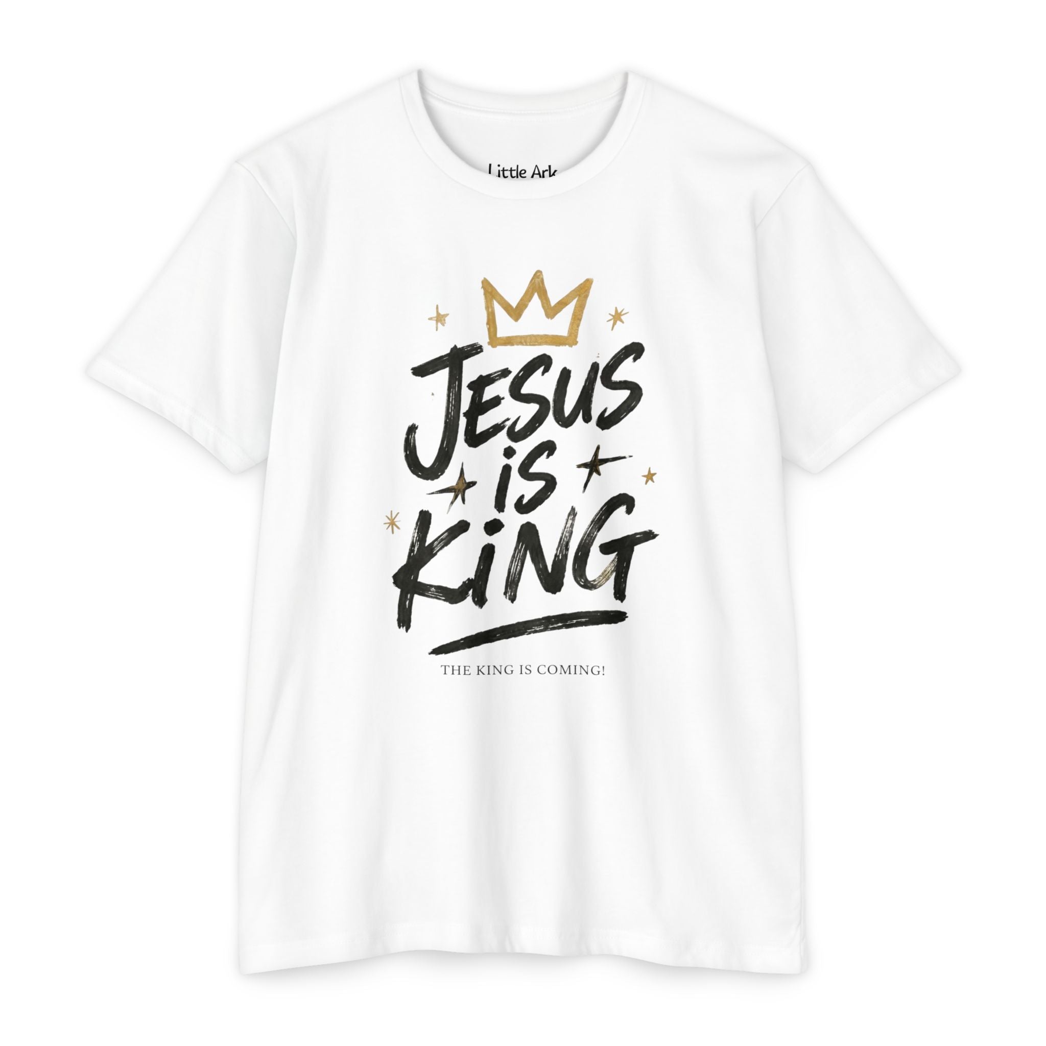 'Jesus Is King' Mens CVC Jersey Tee in CVC White – T-Shirt | Little Ark | Christian Clothing Brand