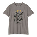 'Jesus Is King' Mens CVC Jersey Tee in CVC Stone Gray – T-Shirt | Little Ark | Christian Clothing Brand