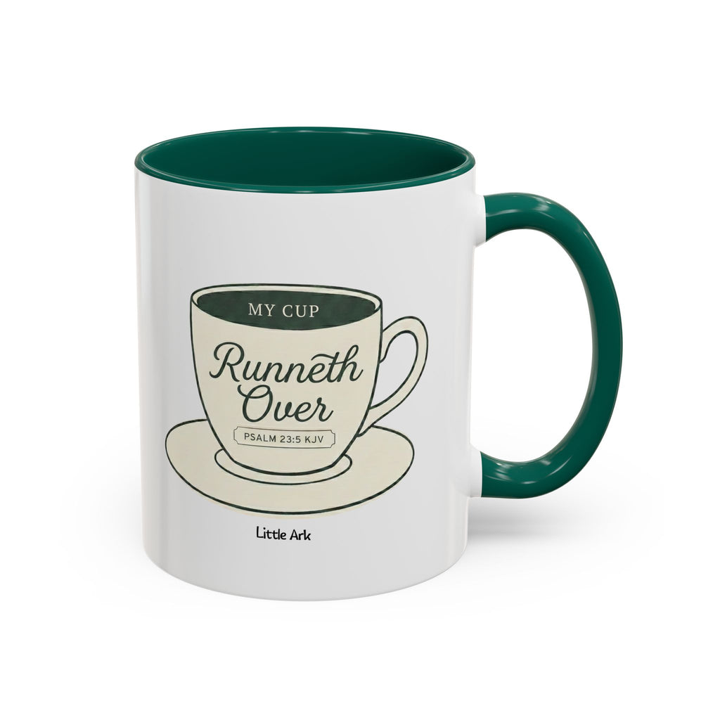 'My Cup Runneth Over' Ceramic Mug in 11oz Green – Mug | Little Ark | Christian Clothing Brand