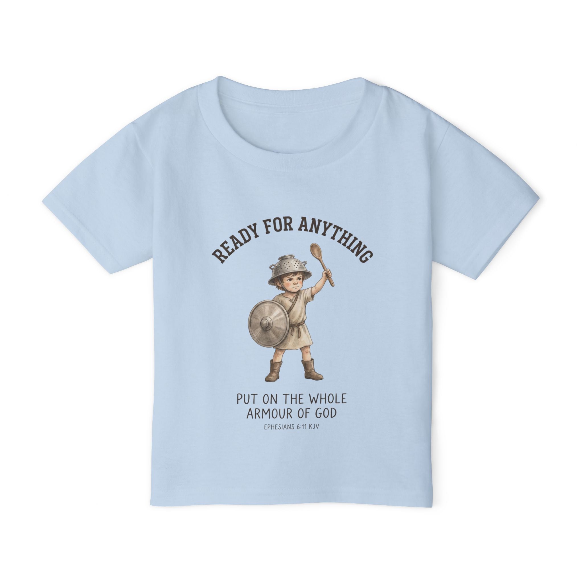 'Ready for Anything' - Armor of God Toddlers Tee in Light Blue – Kids clothes | Little Ark | Christian Clothing Brand