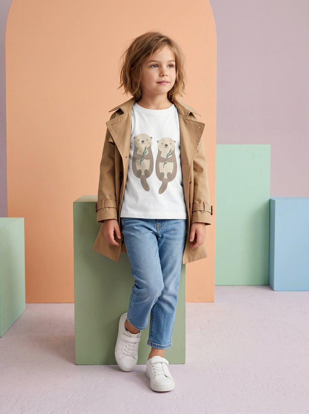 Otter Duo Toddler Tee in White – Kids clothes | Little Ark | Christian Clothing Brand