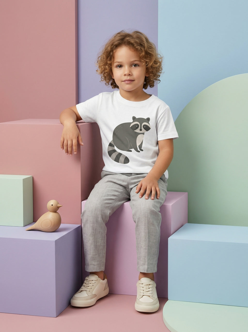 Raccoon Toddler Tee in White – Kids clothes | Little Ark | Christian Clothing Brand