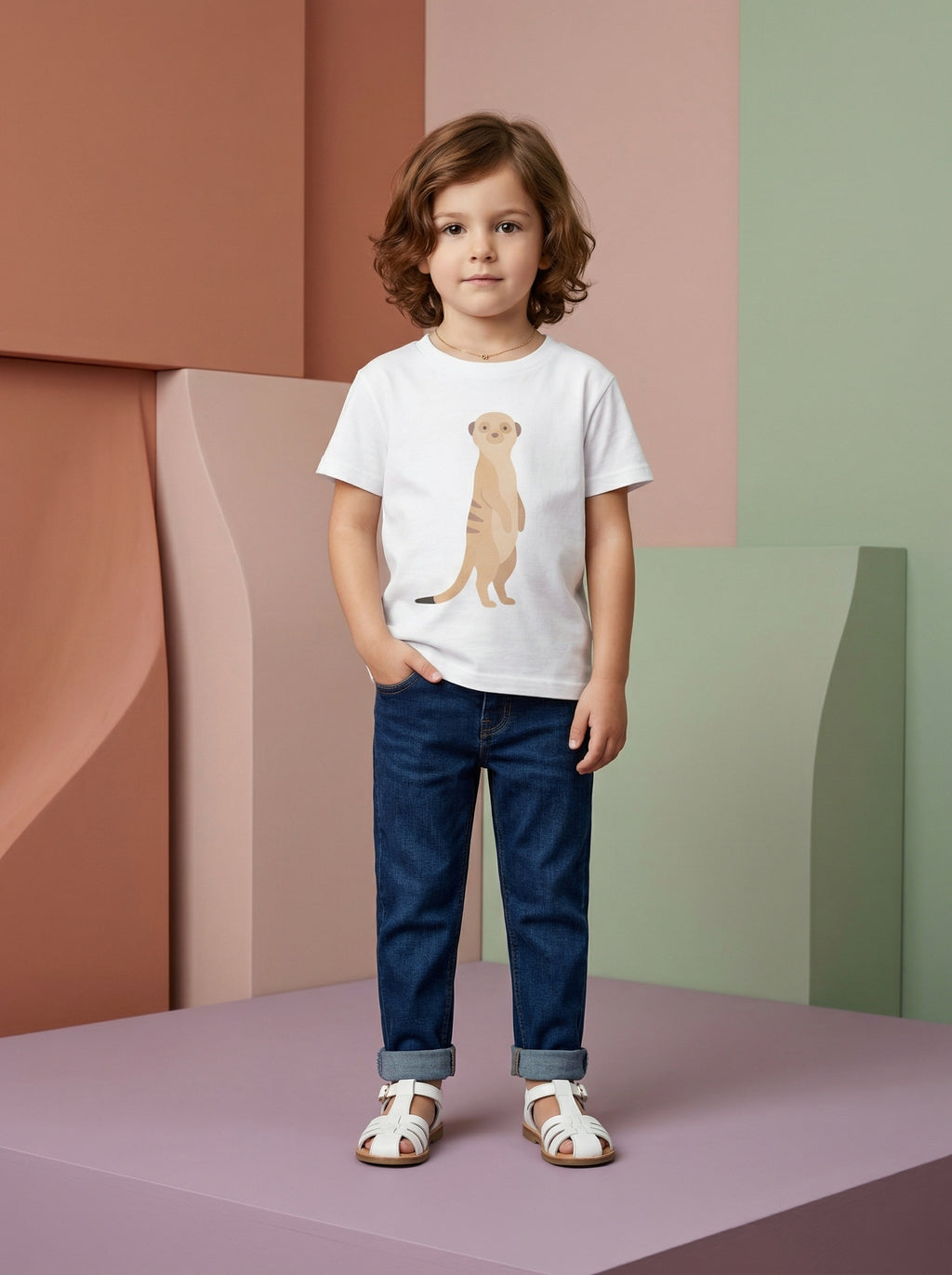 Standing Meerkat Toddler Tee in White – Kids clothes | Little Ark | Christian Clothing Brand