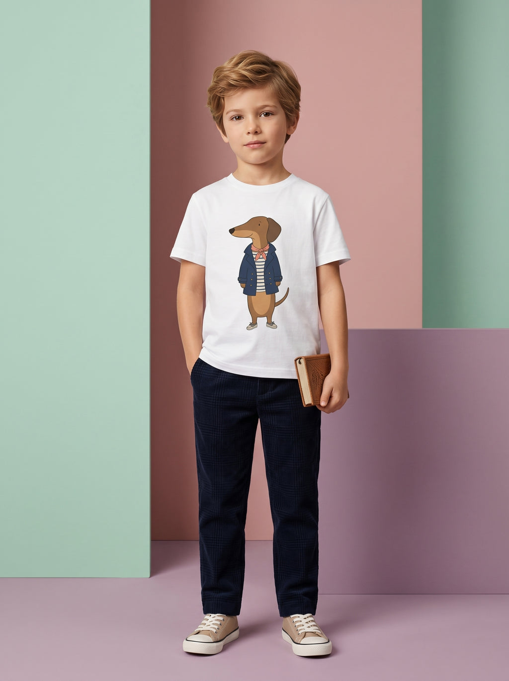 Dachshund Kids Tee in White – Kids clothes | Little Ark | Christian Clothing Brand