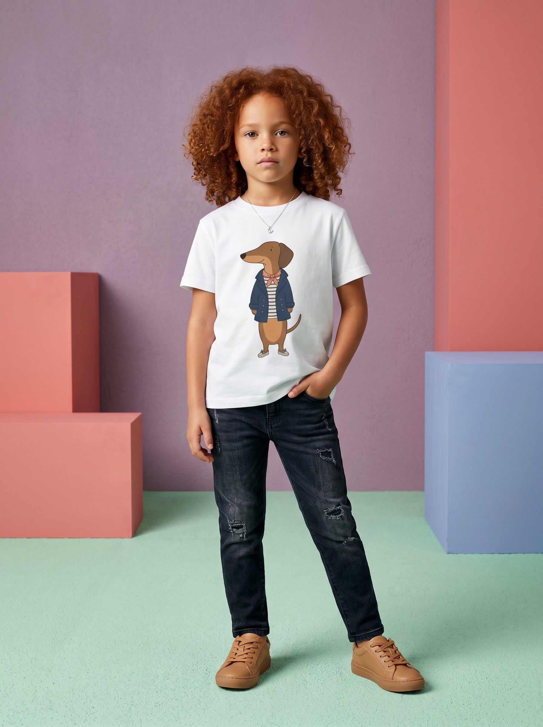 Dachshund Kids Tee in – Kids clothes | Little Ark | Christian Clothing Brand