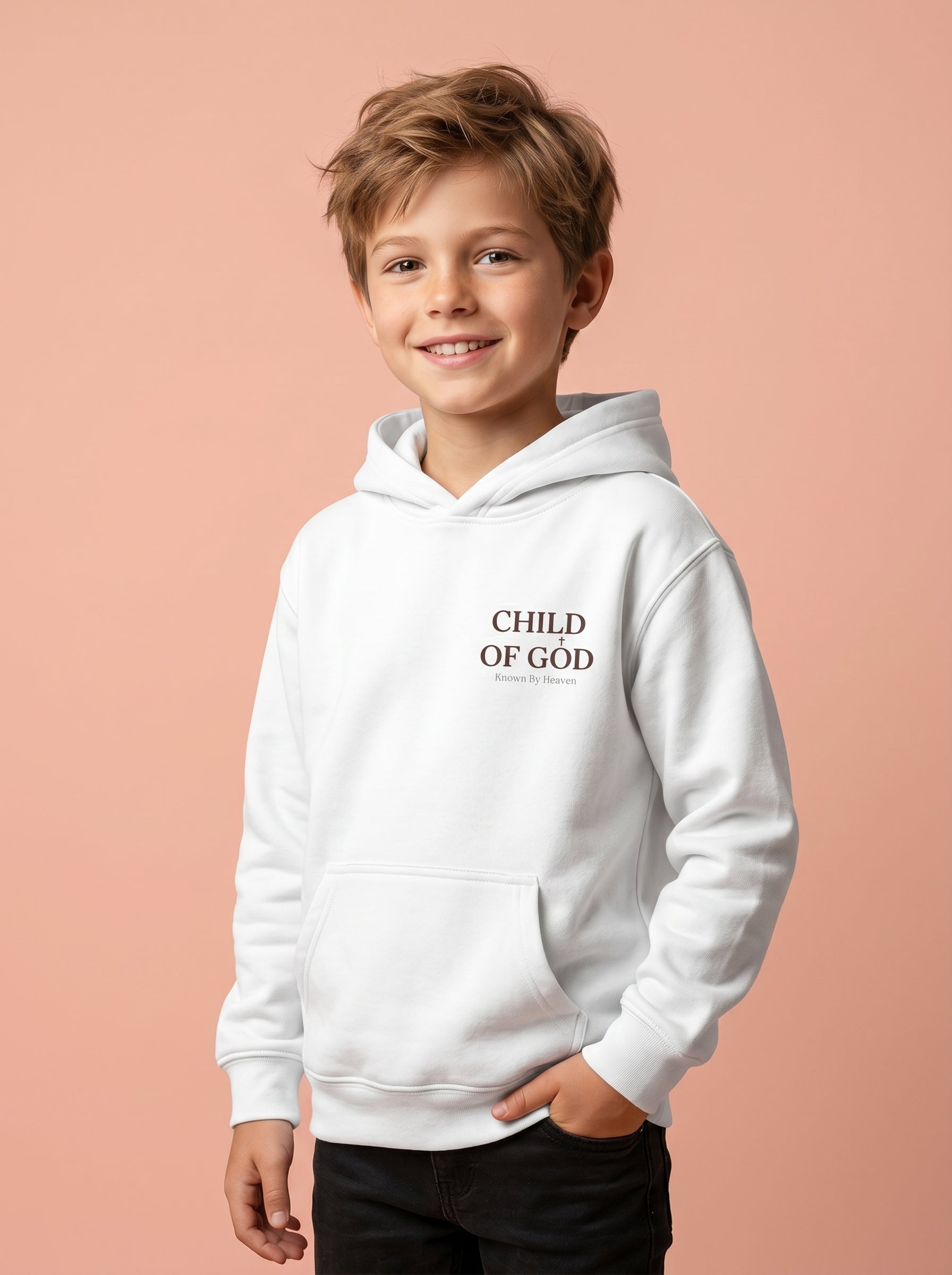 'Child of God' Kids Hoodie in White – Kids clothes | Little Ark | Christian Clothing Brand