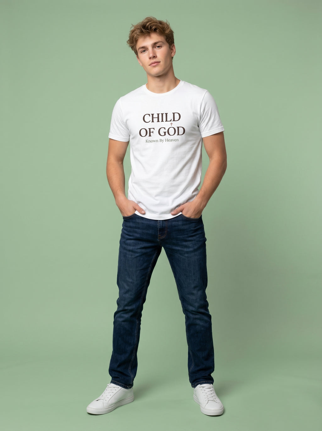 'Child of God' - 'Known by Heaven' Mens Tee in – T-Shirt | Little Ark | Christian Clothing Brand