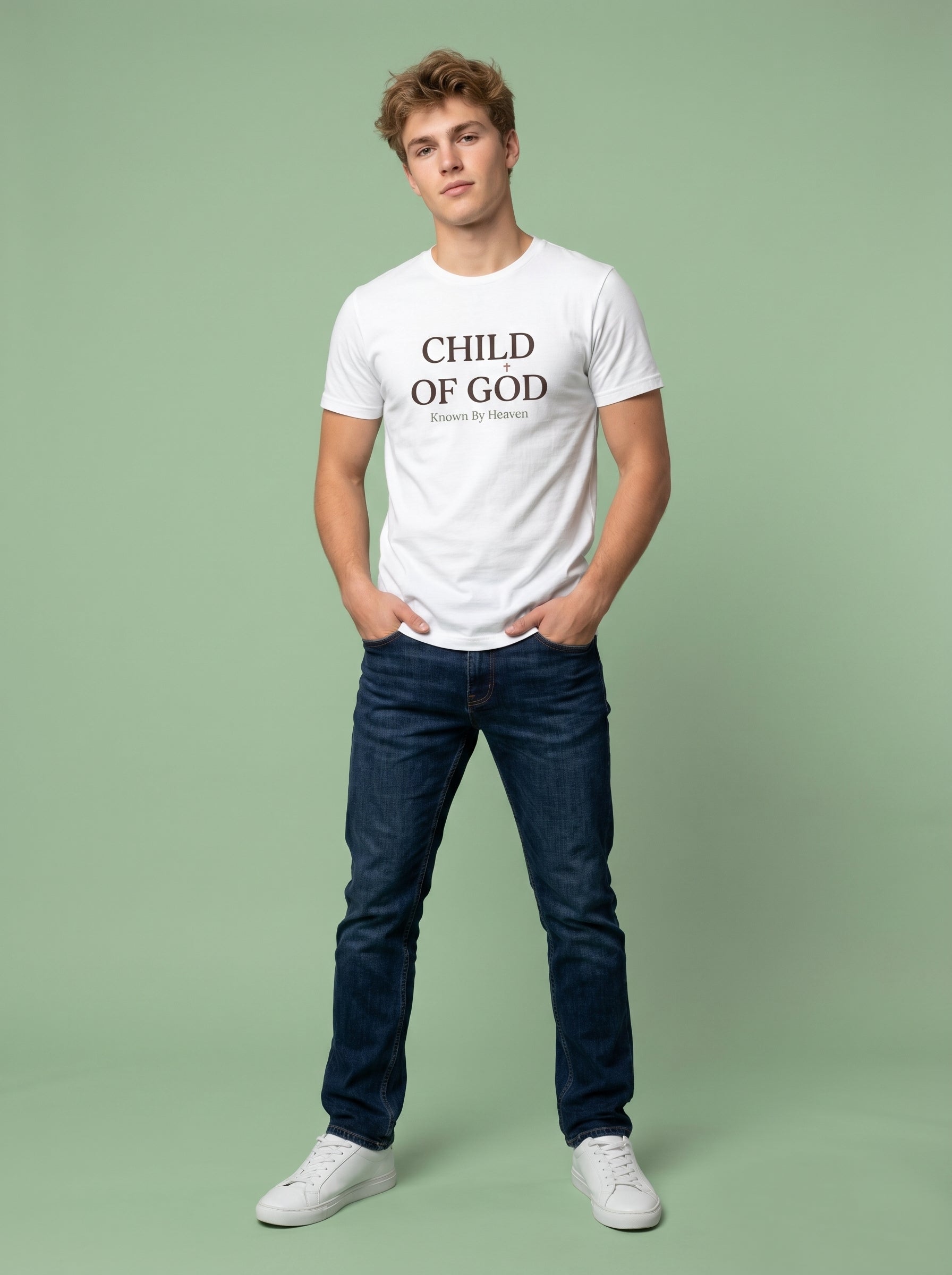 'Child of God' - 'Known by Heaven' Mens Tee in – T-Shirt | Little Ark | Christian Clothing Brand
