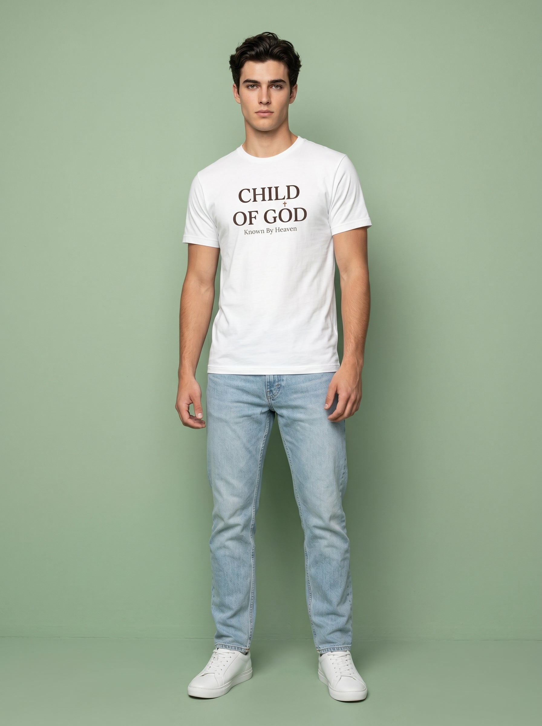 'Child of God' - 'Known by Heaven' Mens Tee in – T-Shirt | Little Ark | Christian Clothing Brand