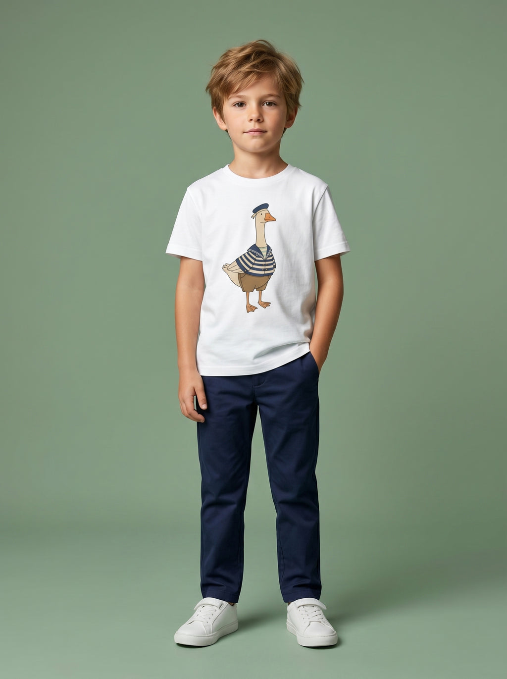 Sailor Goose Kids Tee in White – Kids clothes | Little Ark | Christian Clothing Brand