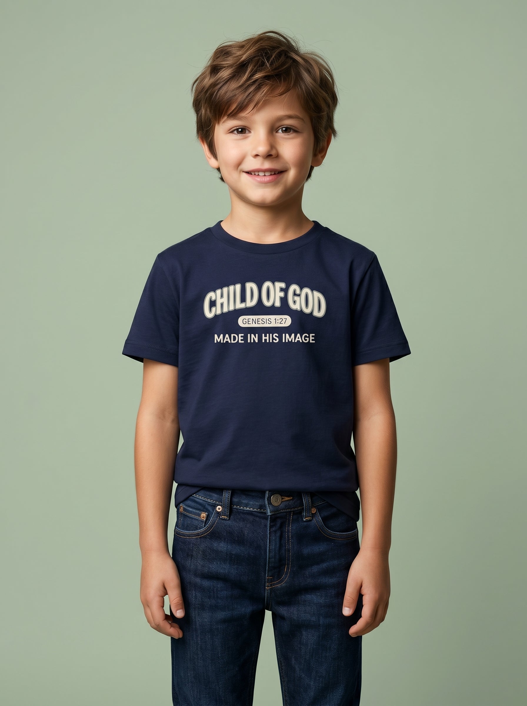 'Child of God' - 'Made in his Image' Kids Tee in – Kids clothes | Little Ark | Christian Clothing Brand