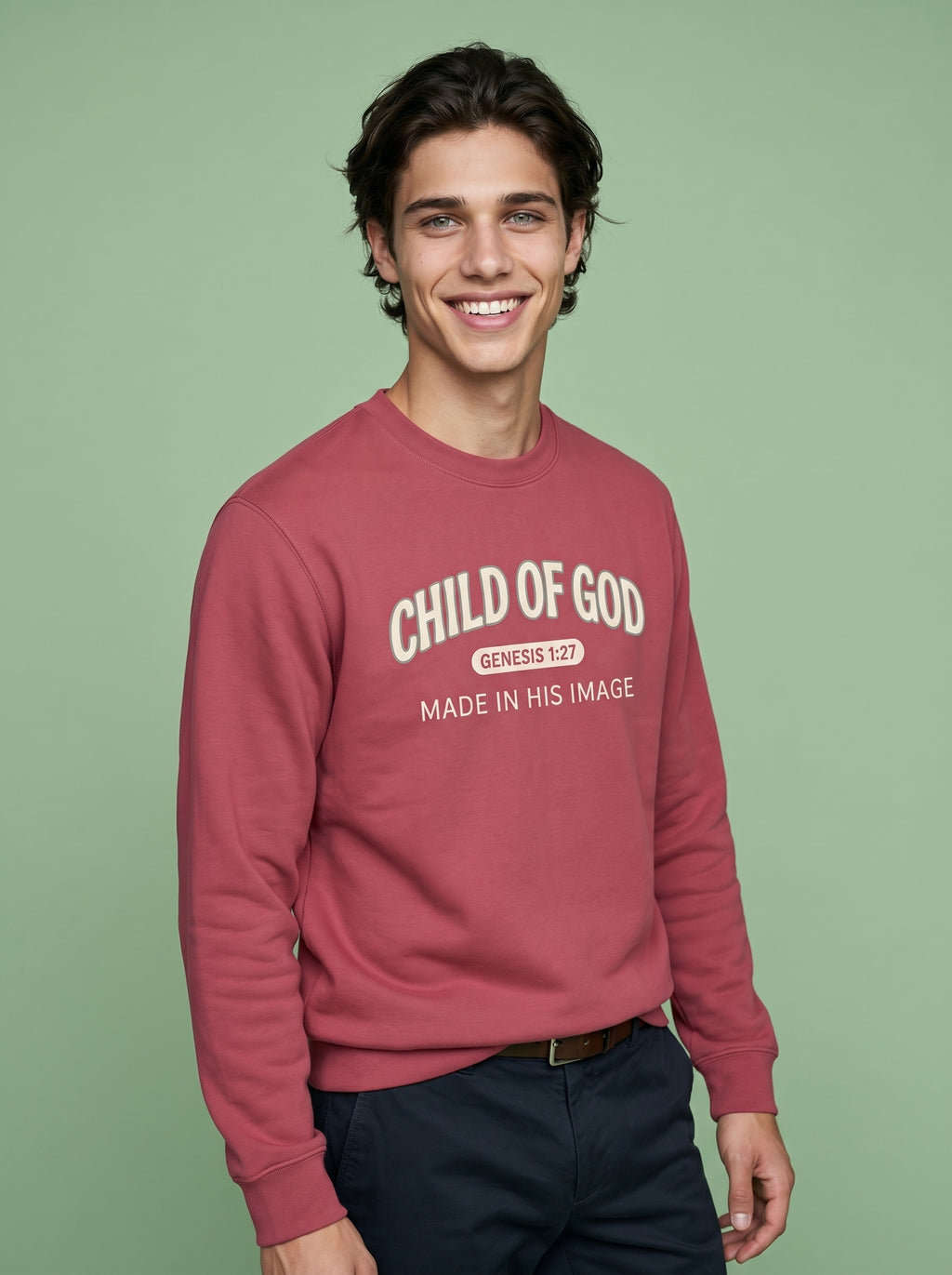 'Child of God' - 'Made in His Image' Mens Sweatshirt in – Sweatshirt | Little Ark | Christian Clothing Brand
