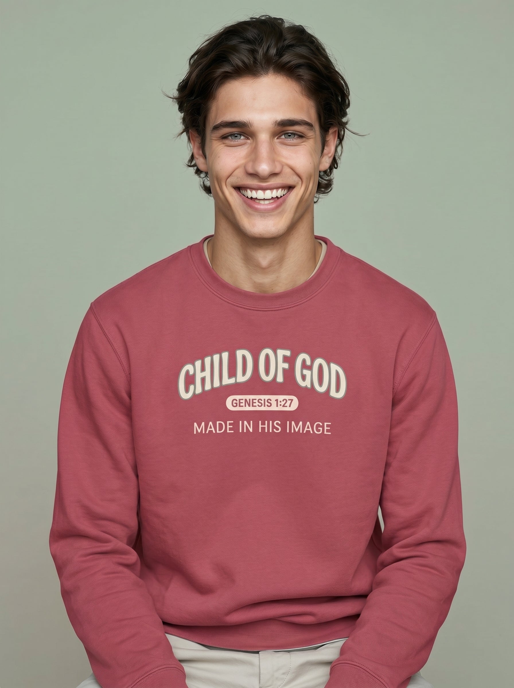 'Child of God' - 'Made in His Image' Mens Sweatshirt in – Sweatshirt | Little Ark | Christian Clothing Brand