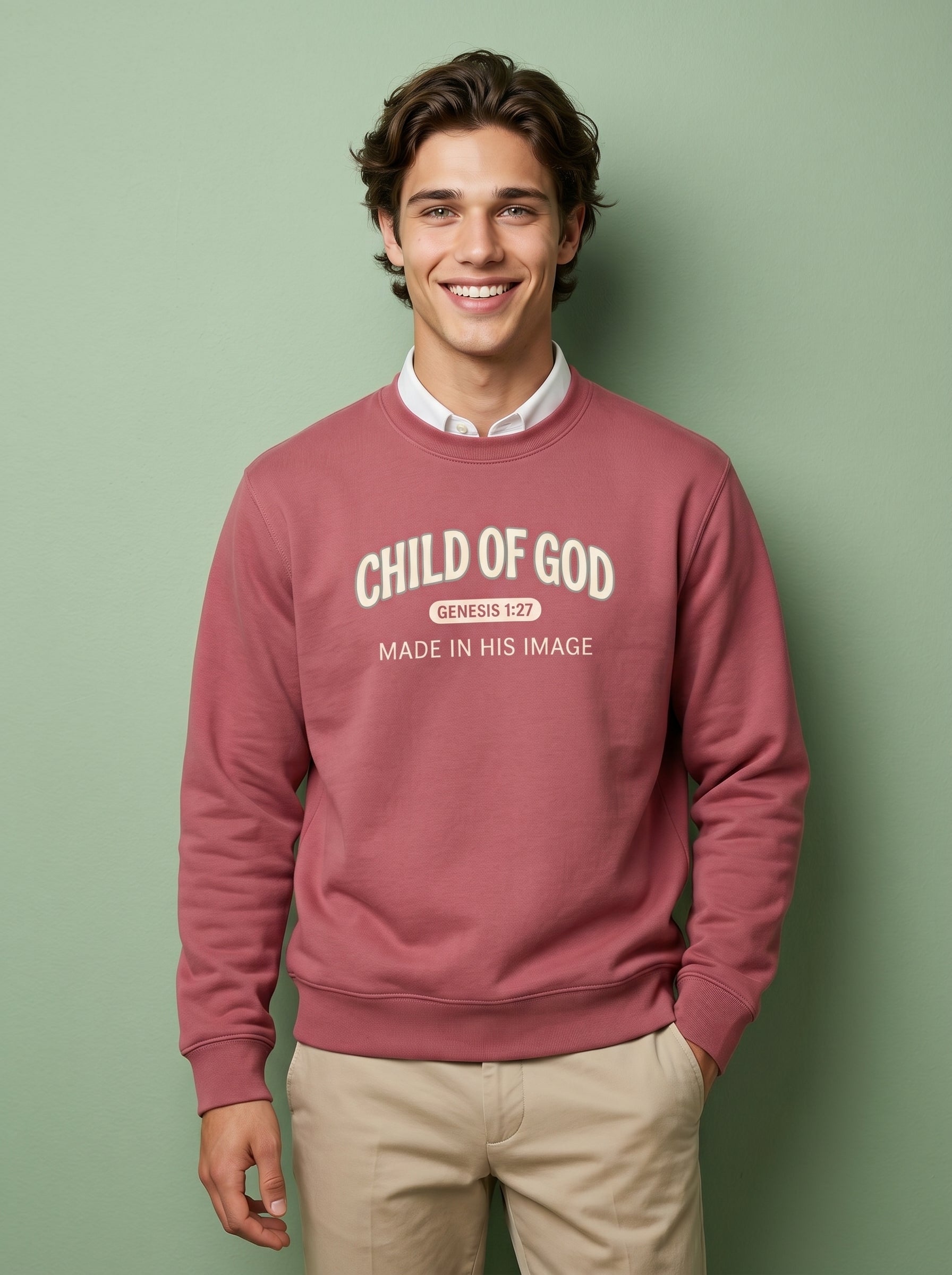 'Child of God' - 'Made in His Image' Mens Sweatshirt in – Sweatshirt | Little Ark | Christian Clothing Brand