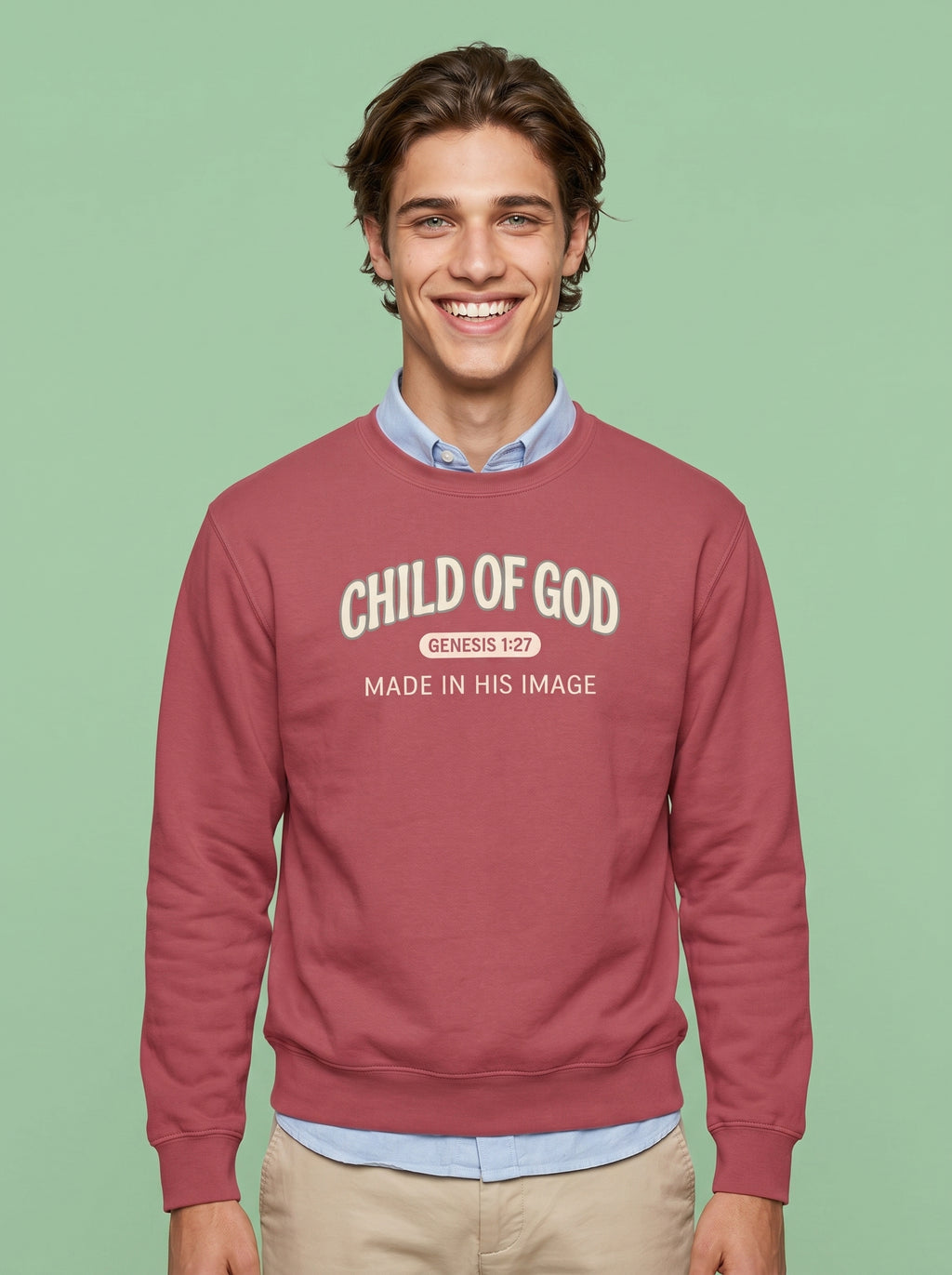 'Child of God' - 'Made in His Image' Mens Sweatshirt in – Sweatshirt | Little Ark | Christian Clothing Brand