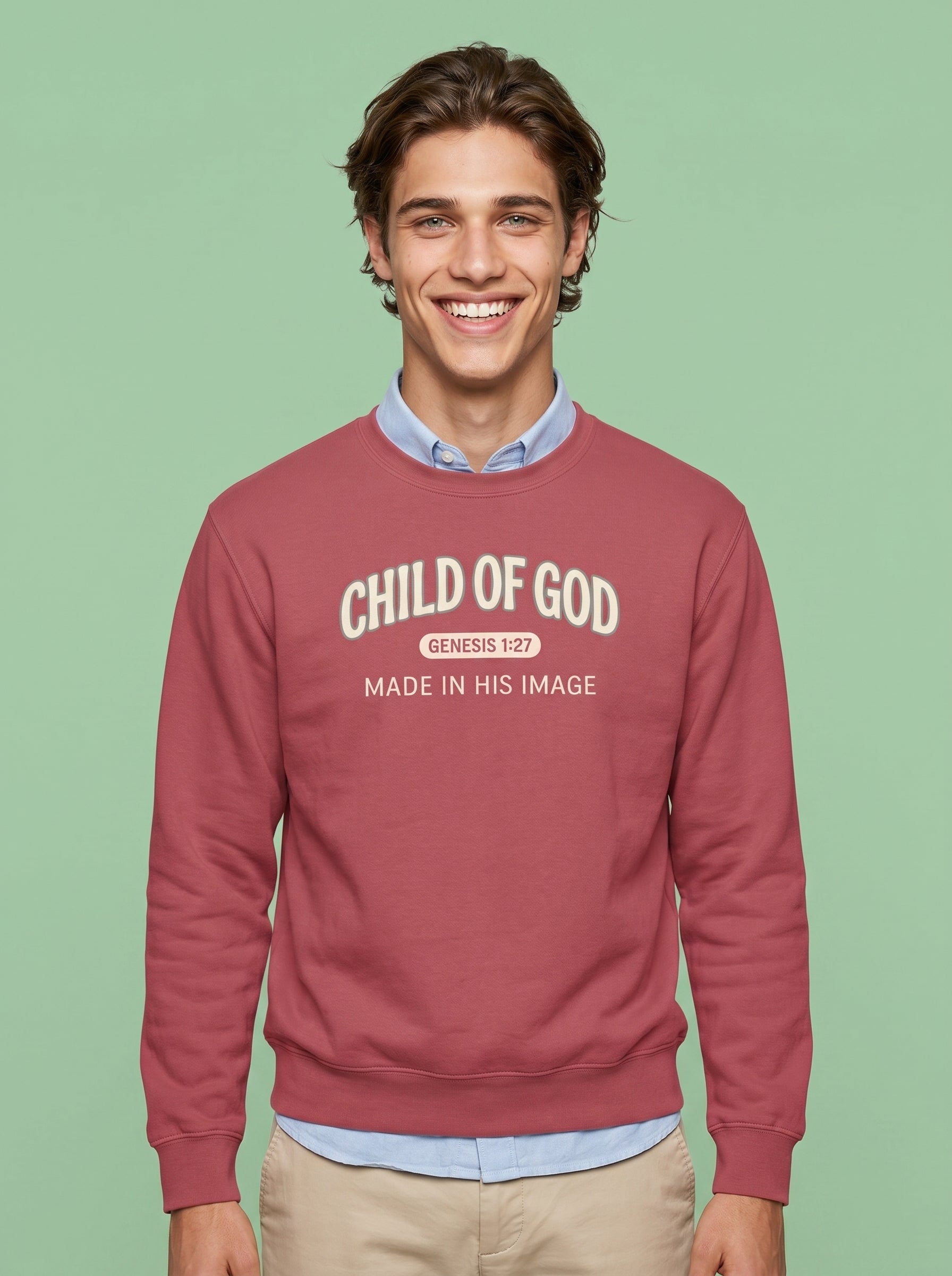 'Child of God' - 'Made in His Image' Mens Sweatshirt in – Sweatshirt | Little Ark | Christian Clothing Brand
