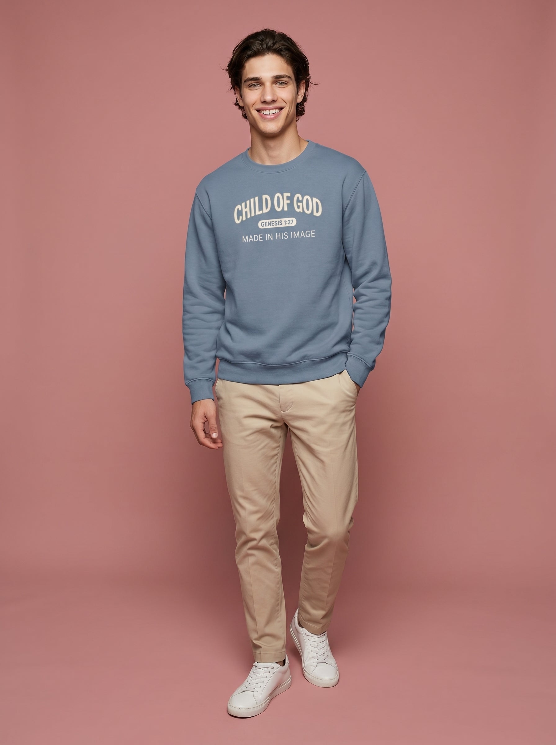 'Child of God' - 'Made in His Image' Mens Sweatshirt in – Sweatshirt | Little Ark | Christian Clothing Brand