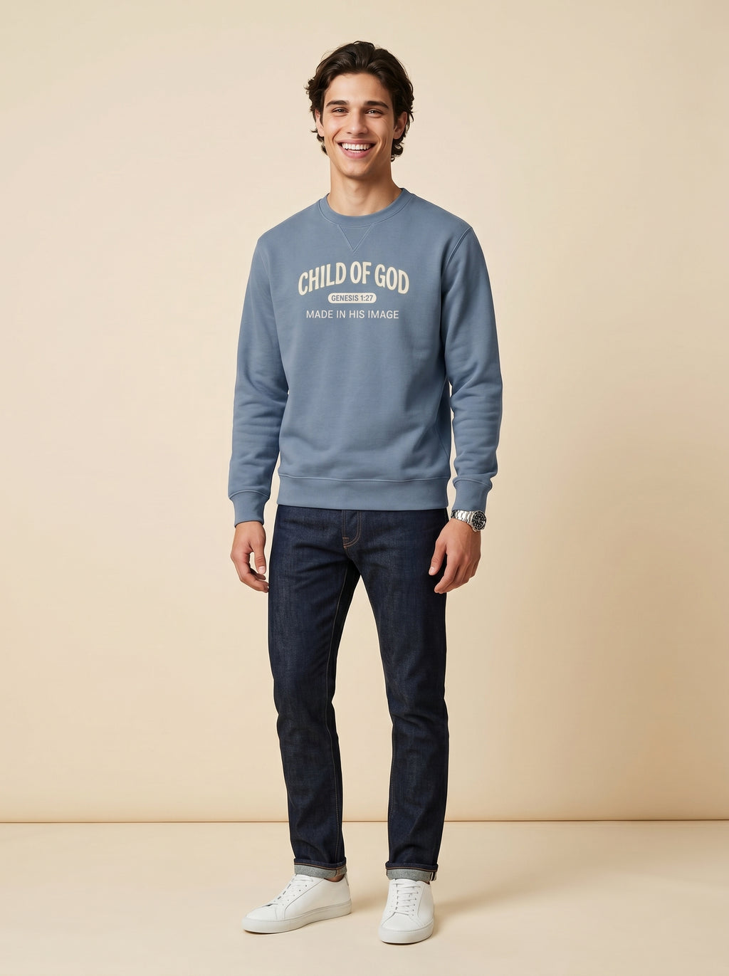 'Child of God' Made in His Image Mens Sweatshirt – Sweatshirt | Little Ark | Christian Clothing Brand