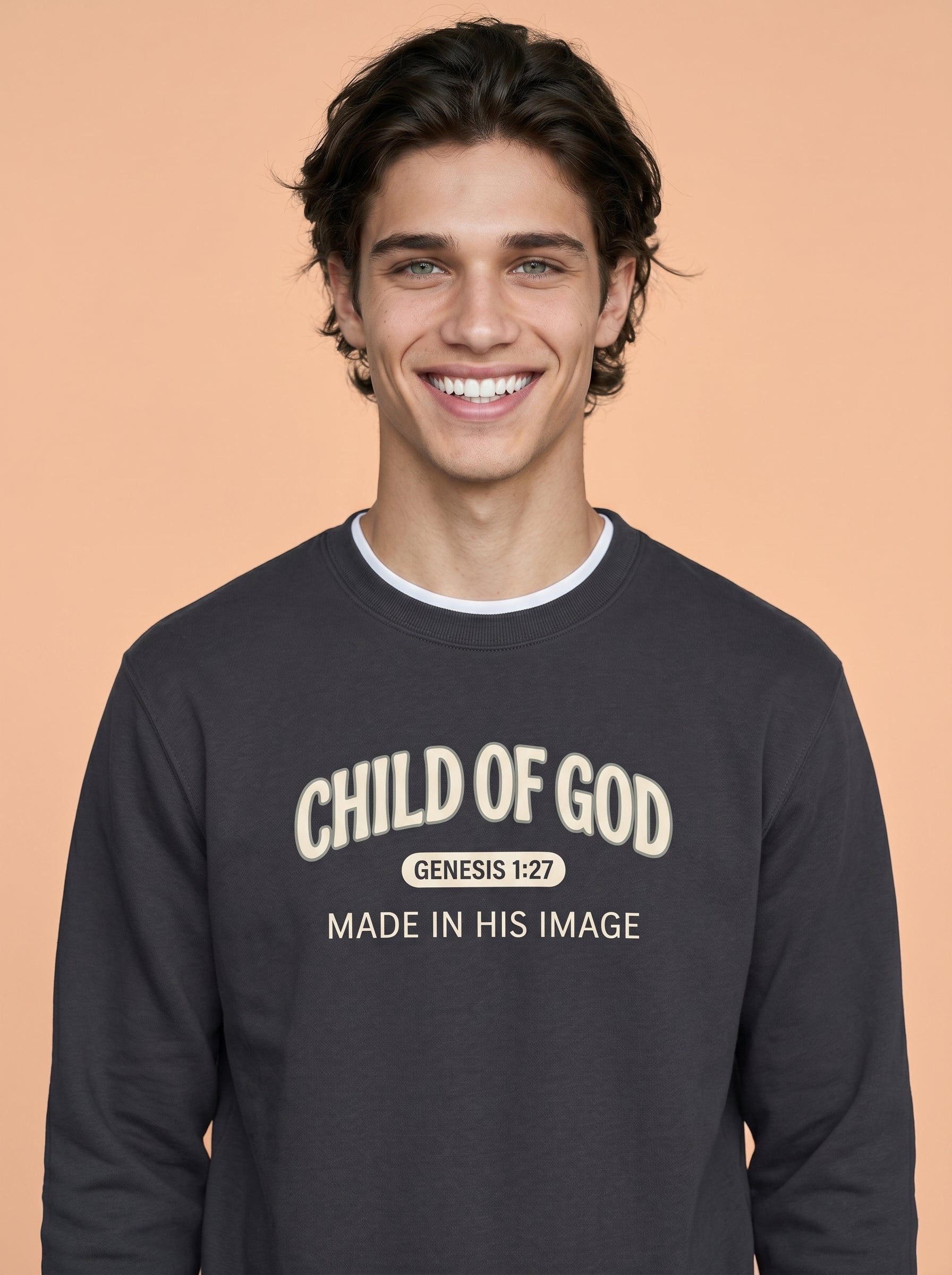 'Child of God' Made in His Image Mens Sweatshirt – Sweatshirt | Little Ark | Christian Clothing Brand