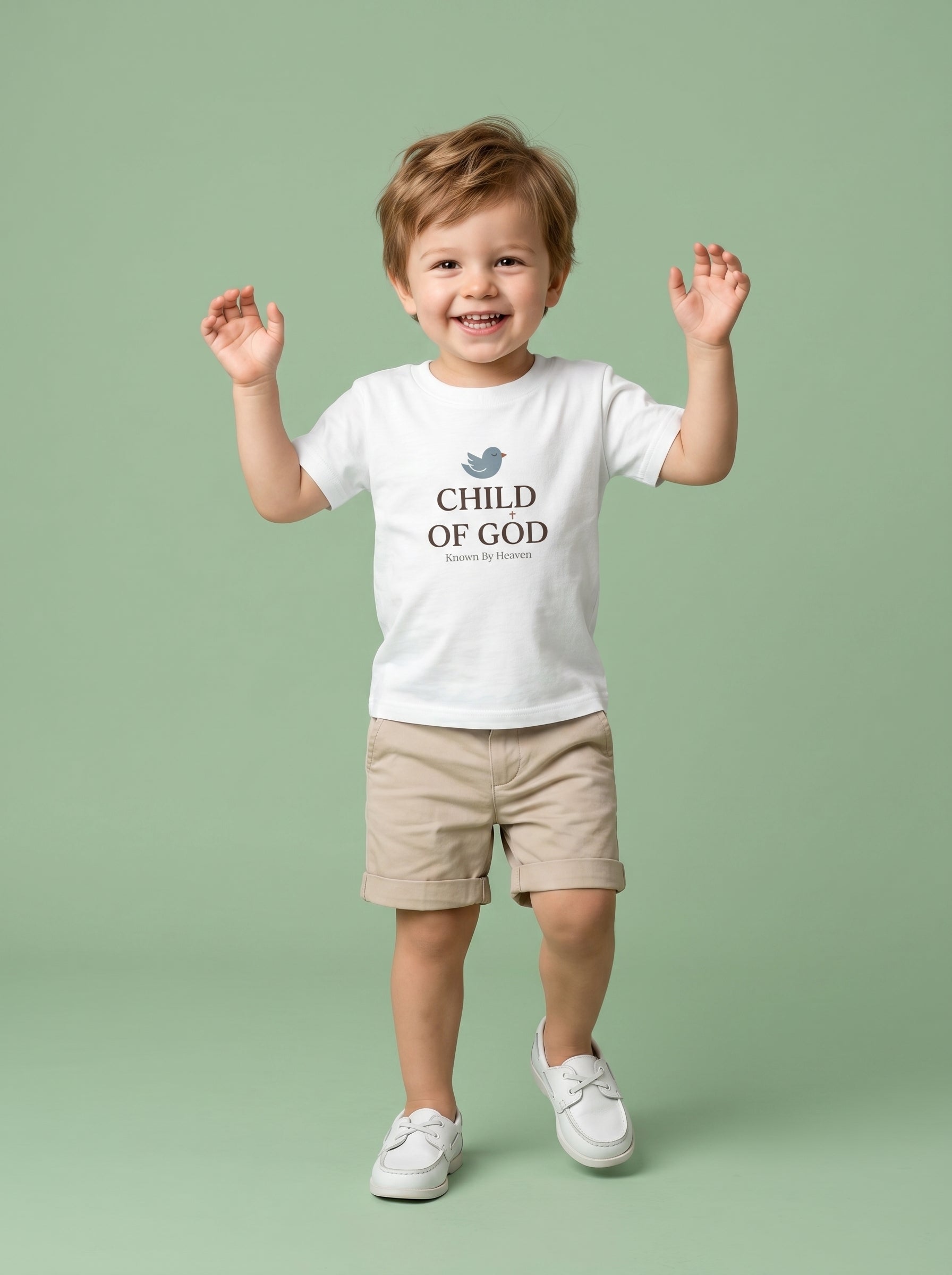 'Child of God' - 'Known by Heaven' Toddler Tee in – Kids clothes | Little Ark | Christian Clothing Brand