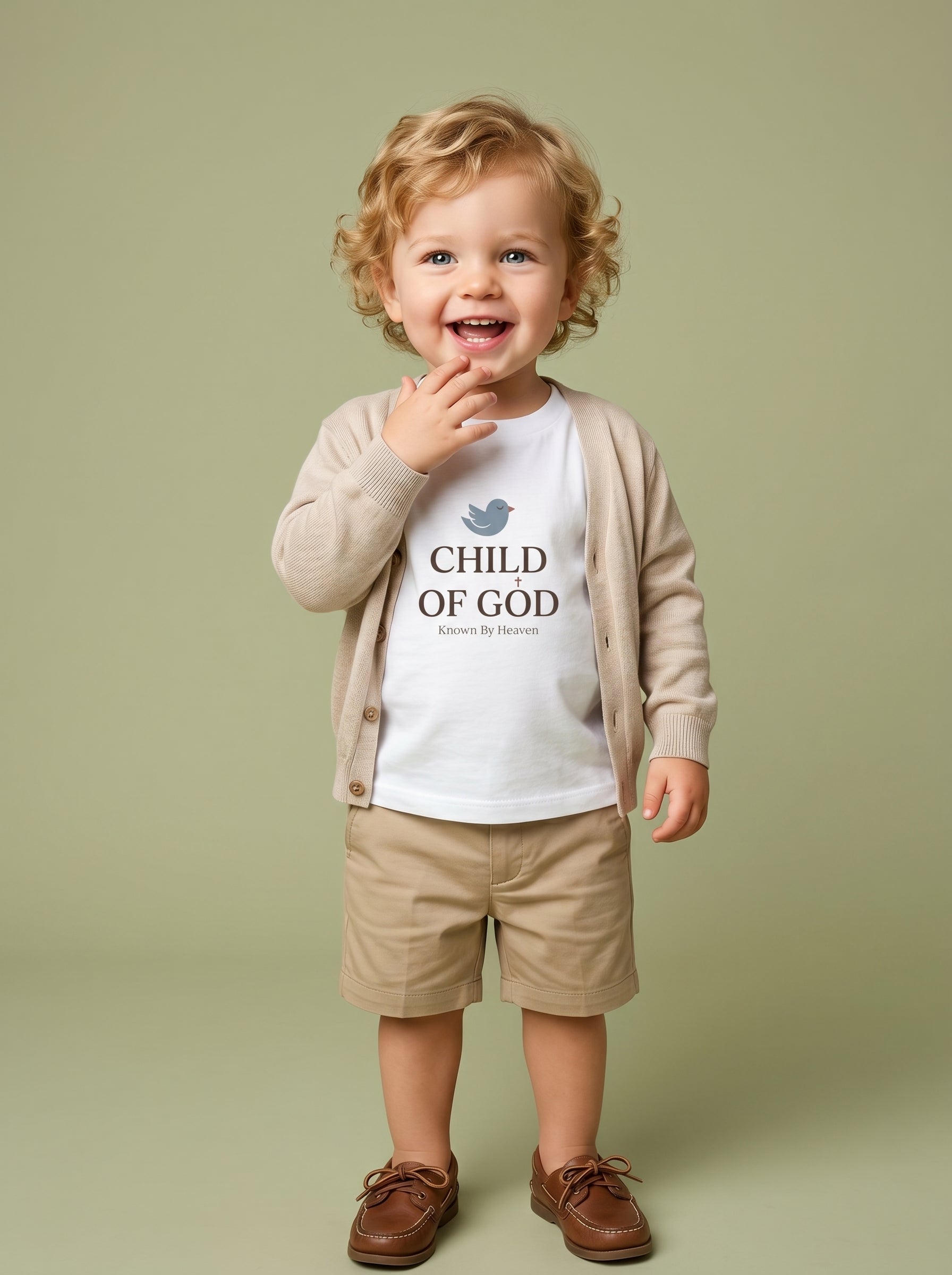 'Child of God' - 'Known by Heaven' Toddler Tee in – Kids clothes | Little Ark | Christian Clothing Brand