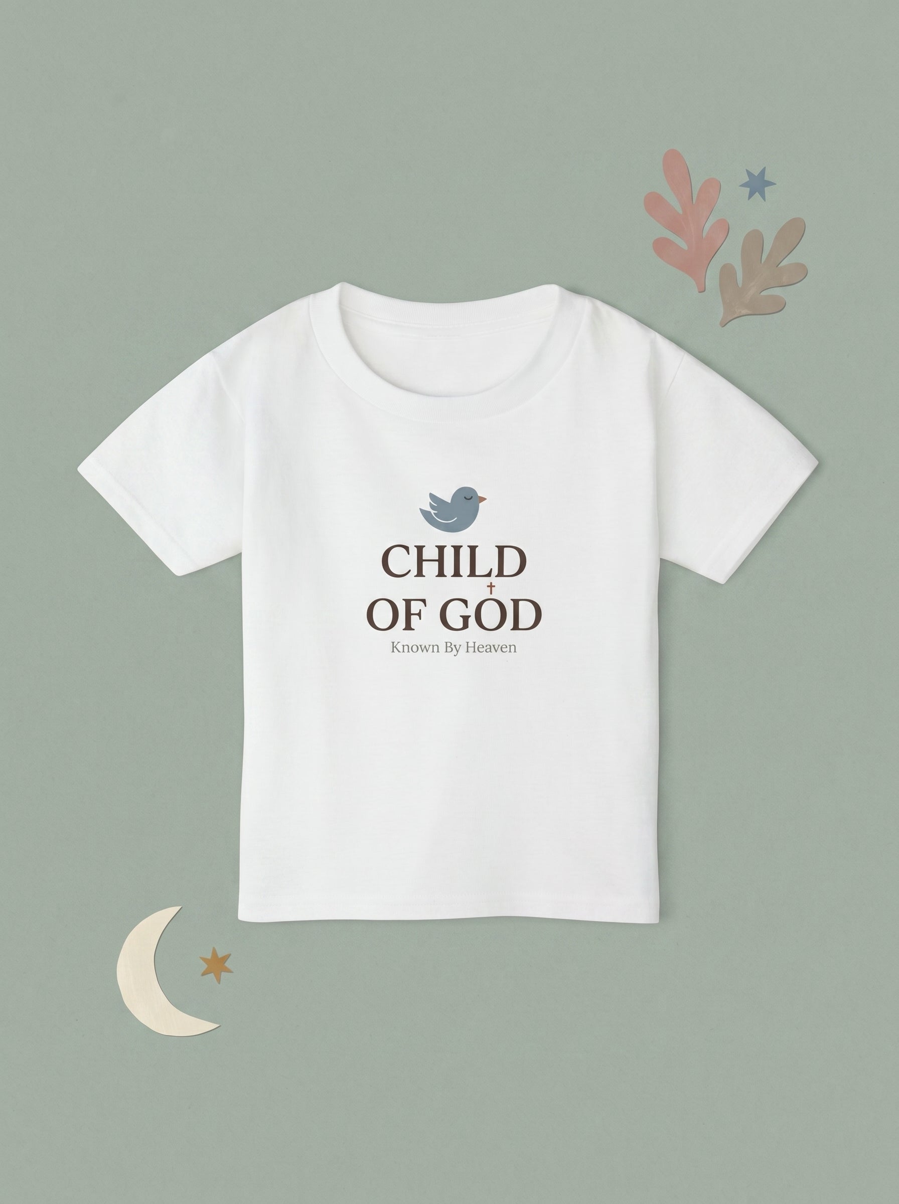 'Child of God' - 'Known by Heaven' Toddler Tee in White – Kids clothes | Little Ark | Christian Clothing Brand