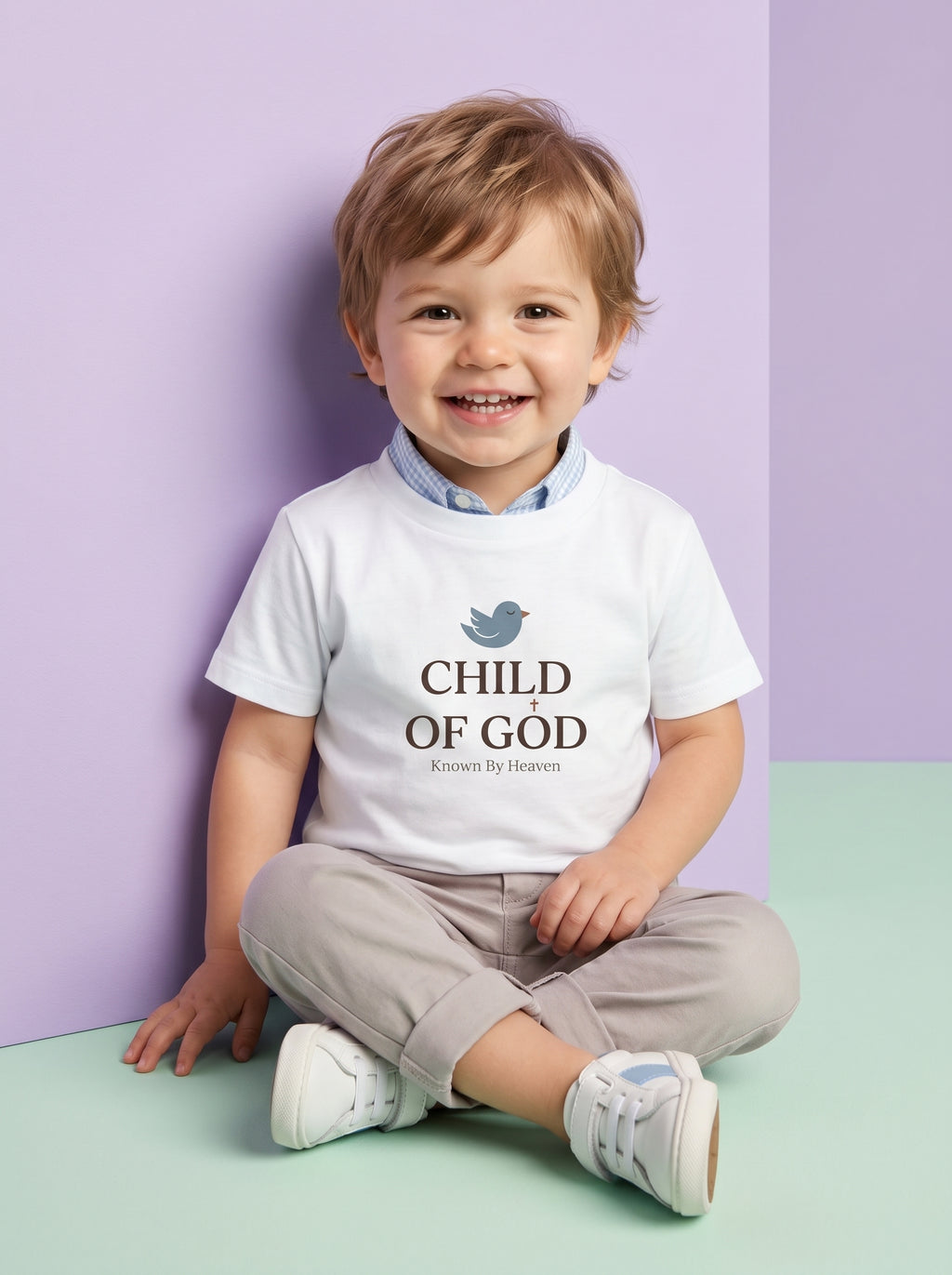 'Child of God' - 'Known by Heaven' Toddler Tee in – Kids clothes | Little Ark | Christian Clothing Brand