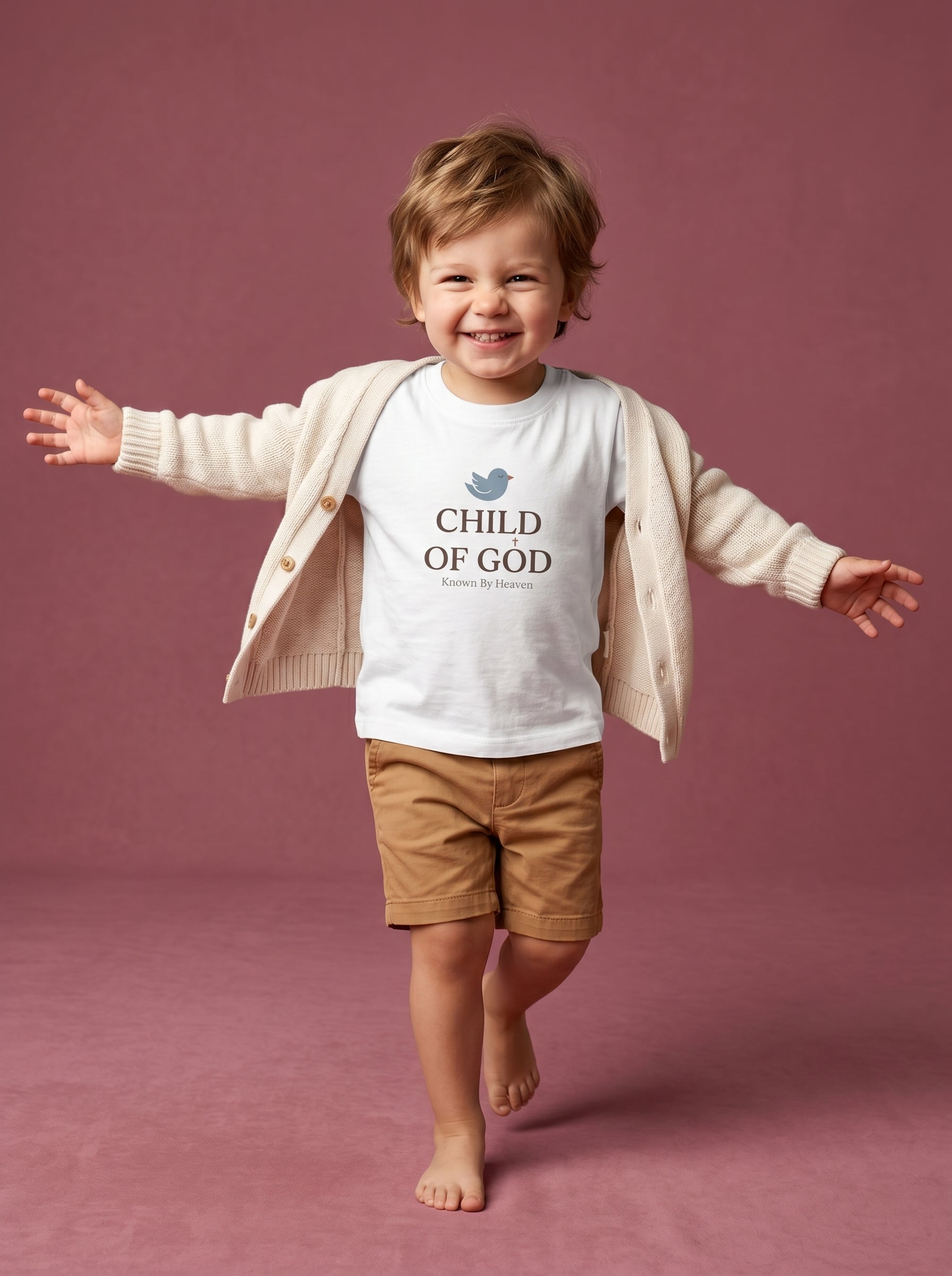 'Child of God' - 'Known by Heaven' Toddler Tee in – Kids clothes | Little Ark | Christian Clothing Brand