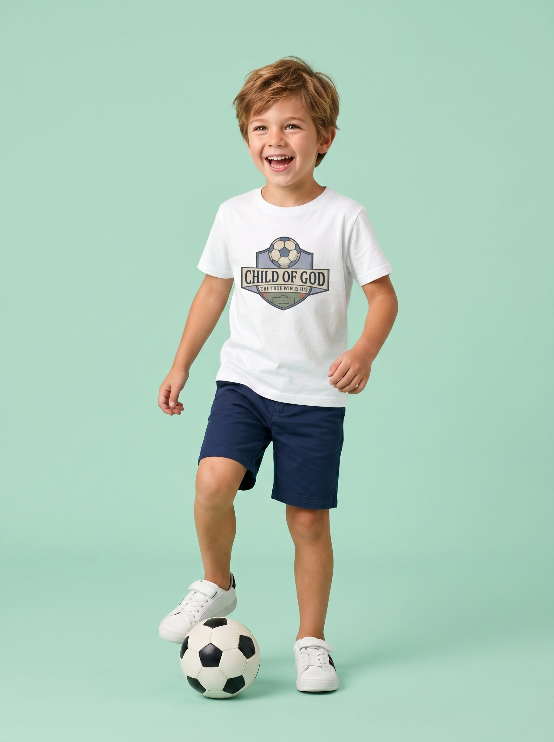 'Child of God' Soccer Team Kids Tee in – Kids clothes | Little Ark | Christian Clothing Brand
