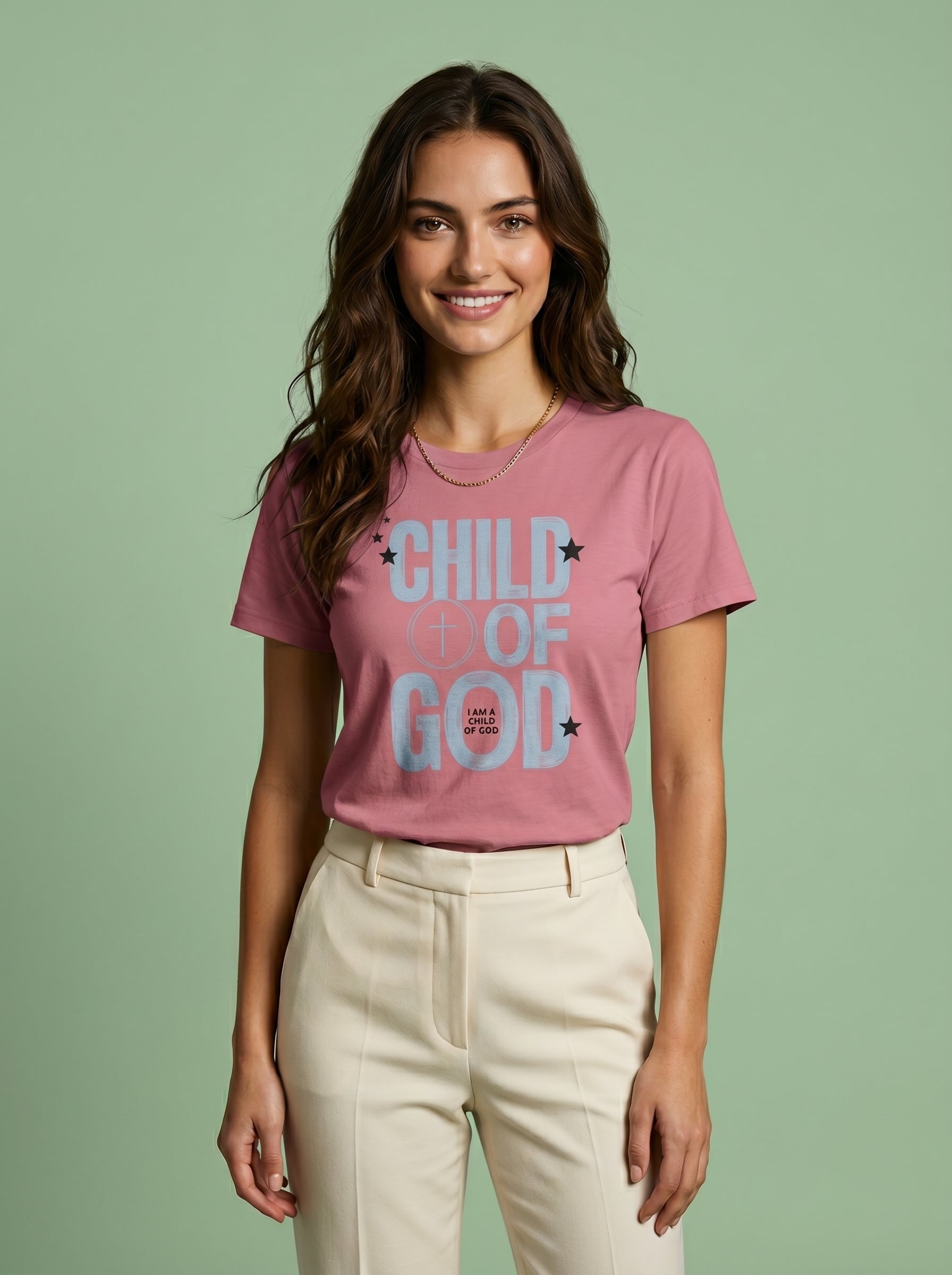 'Child of God' - Unisex Tee in Solid Light Pink – T-Shirt | Little Ark | Christian Clothing Brand