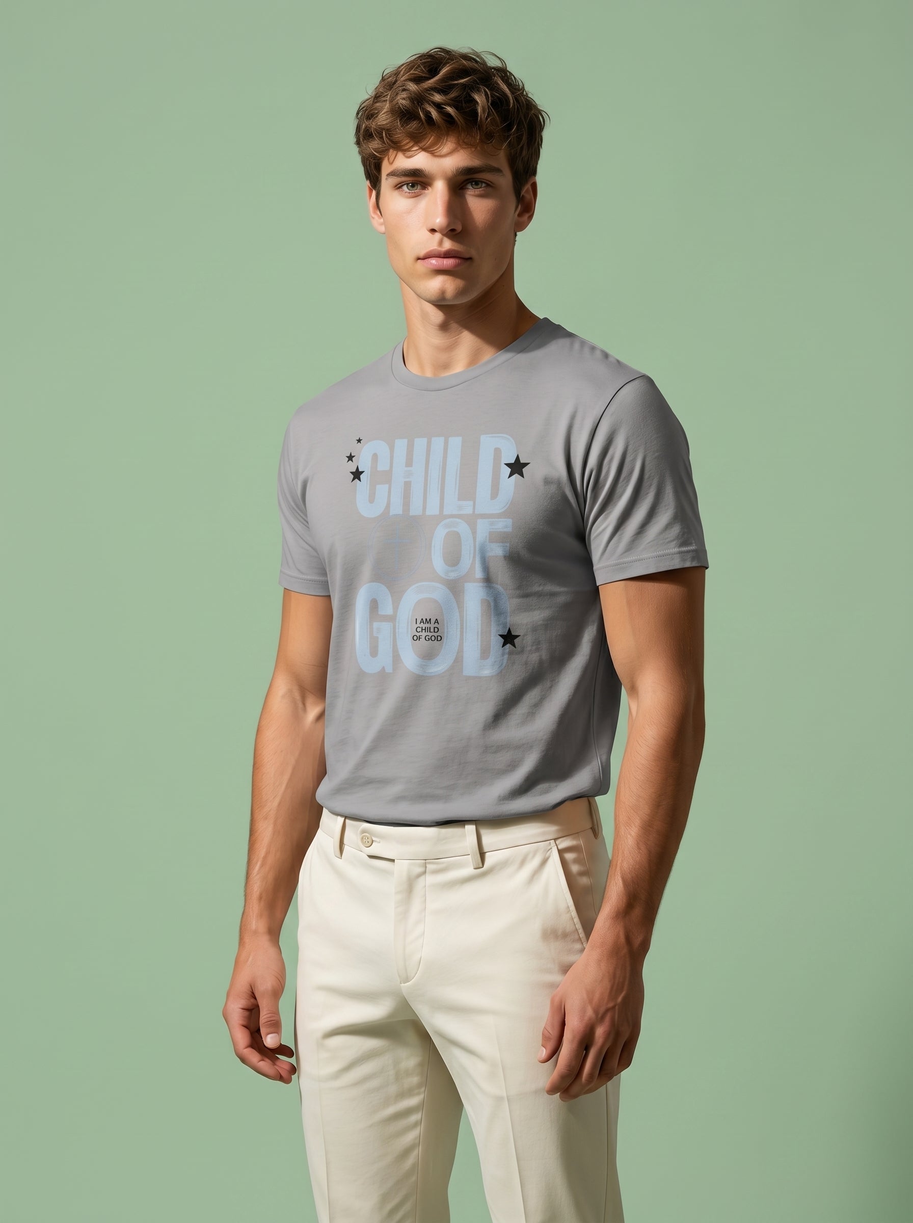 'Child of God' - Unisex Tee in Solid Light Grey – T-Shirt | Little Ark | Christian Clothing Brand
