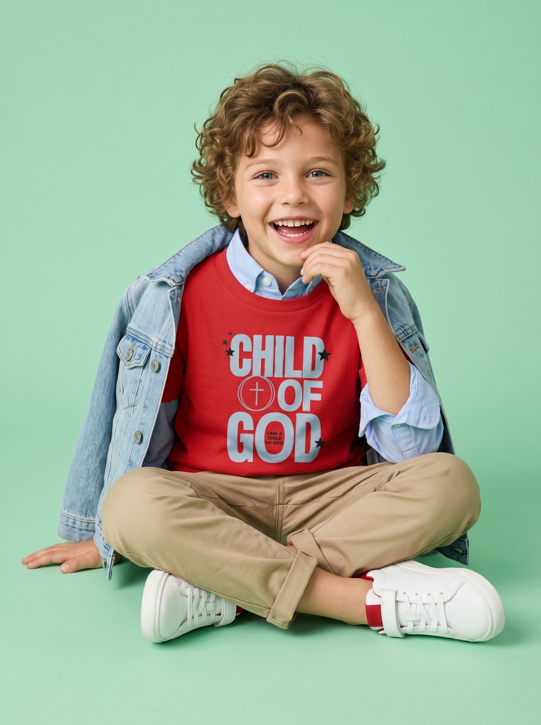 'Child of God' - 'I am a Child of God' Kids Tee in Red – Kids clothes | Little Ark | Christian Clothing Brand