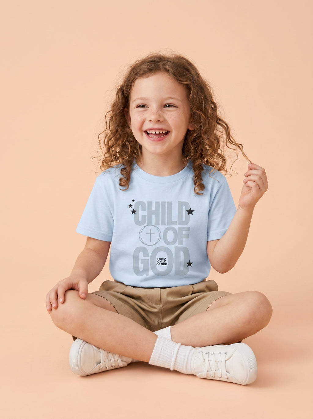 'Child of God' - 'I am a Child of God' Kids Tee in Light Blue – Kids clothes | Little Ark | Christian Clothing Brand