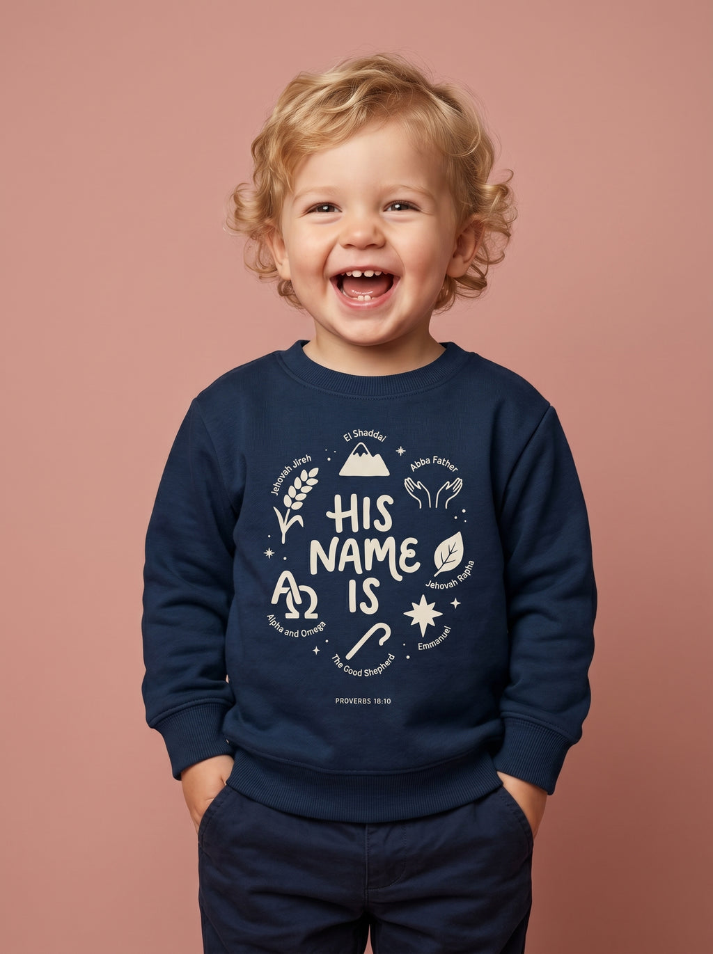 'His Name Is' - Toddler Crewneck Sweatshirt in – Kids clothes | Little Ark | Christian Clothing Brand