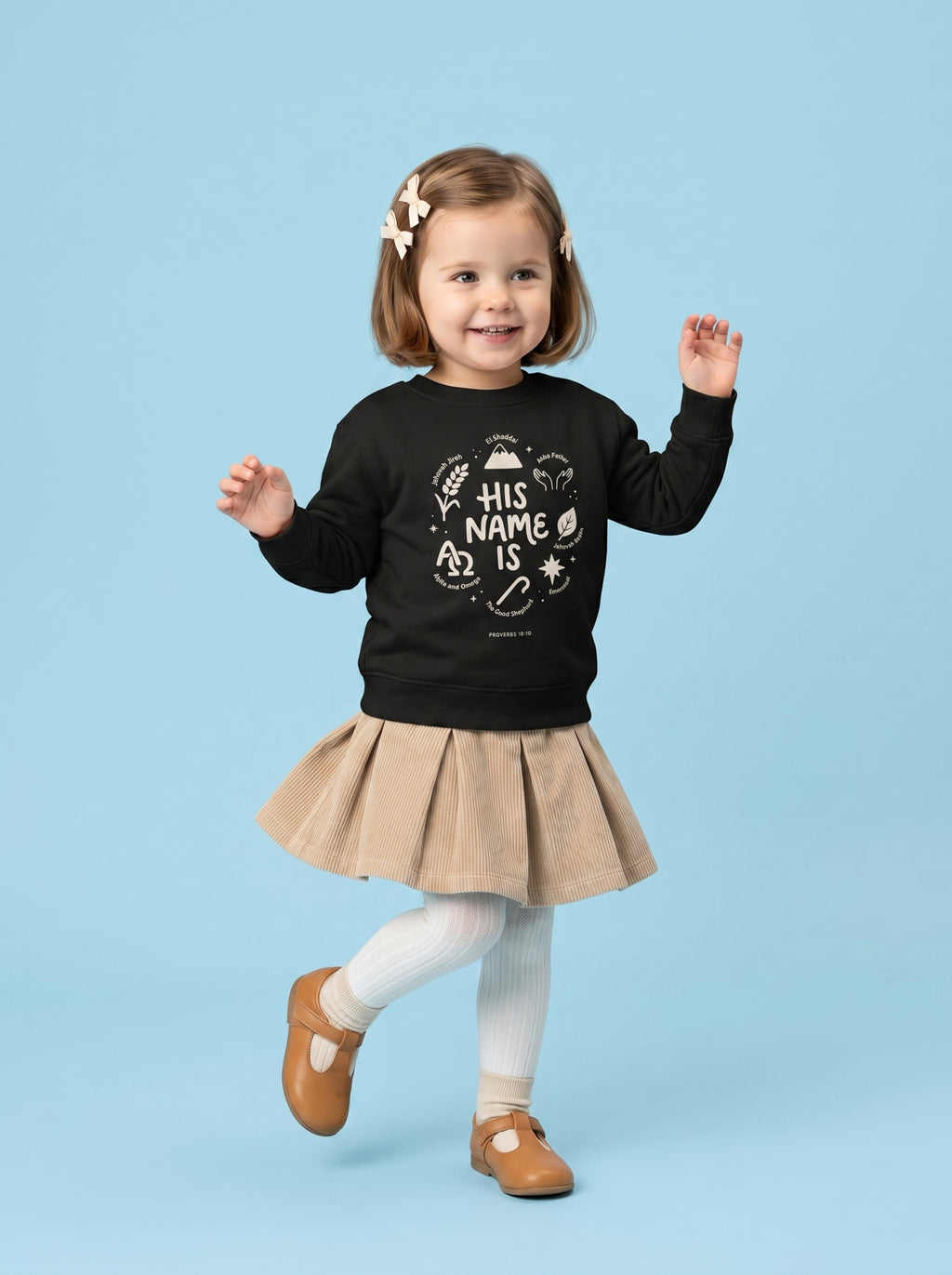'His Name Is' Toddler Crewneck Sweatshirt – Kids clothes | Little Ark | Christian Clothing Brand