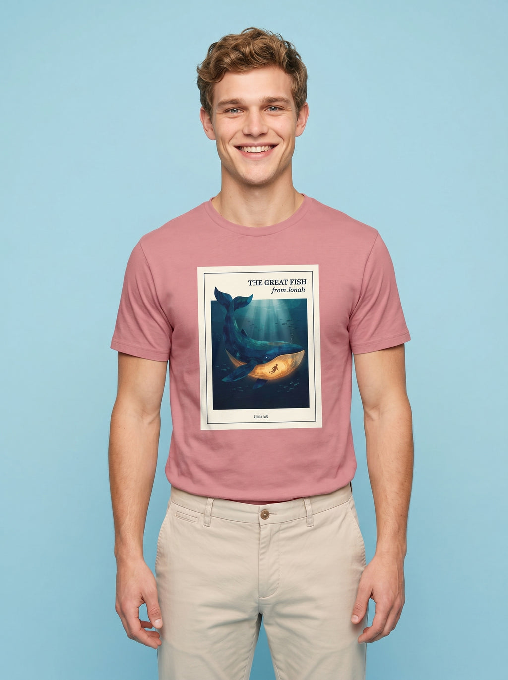 'The Great Fish - 'From Jonah' Mens CVC Jersey Vintage Tee