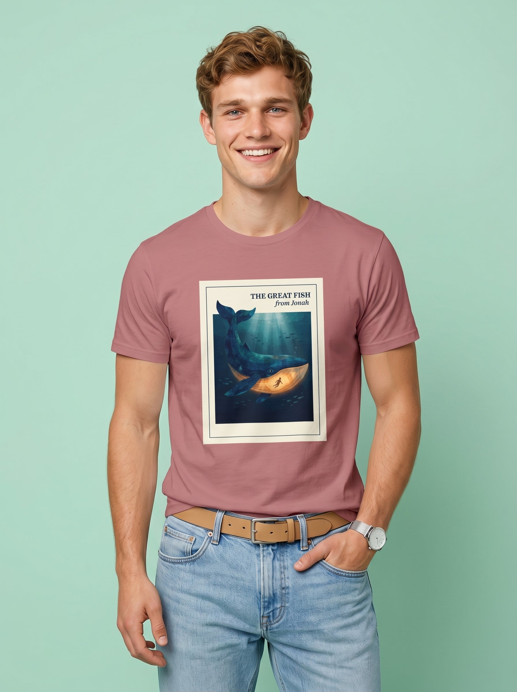'The Great Fish - 'From Jonah' Mens CVC Jersey Vintage Tee