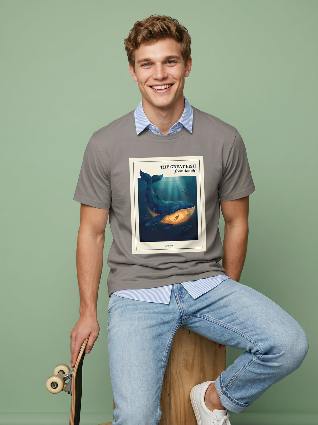 'The Great Fish - 'From Jonah' Mens CVC Jersey Vintage Tee