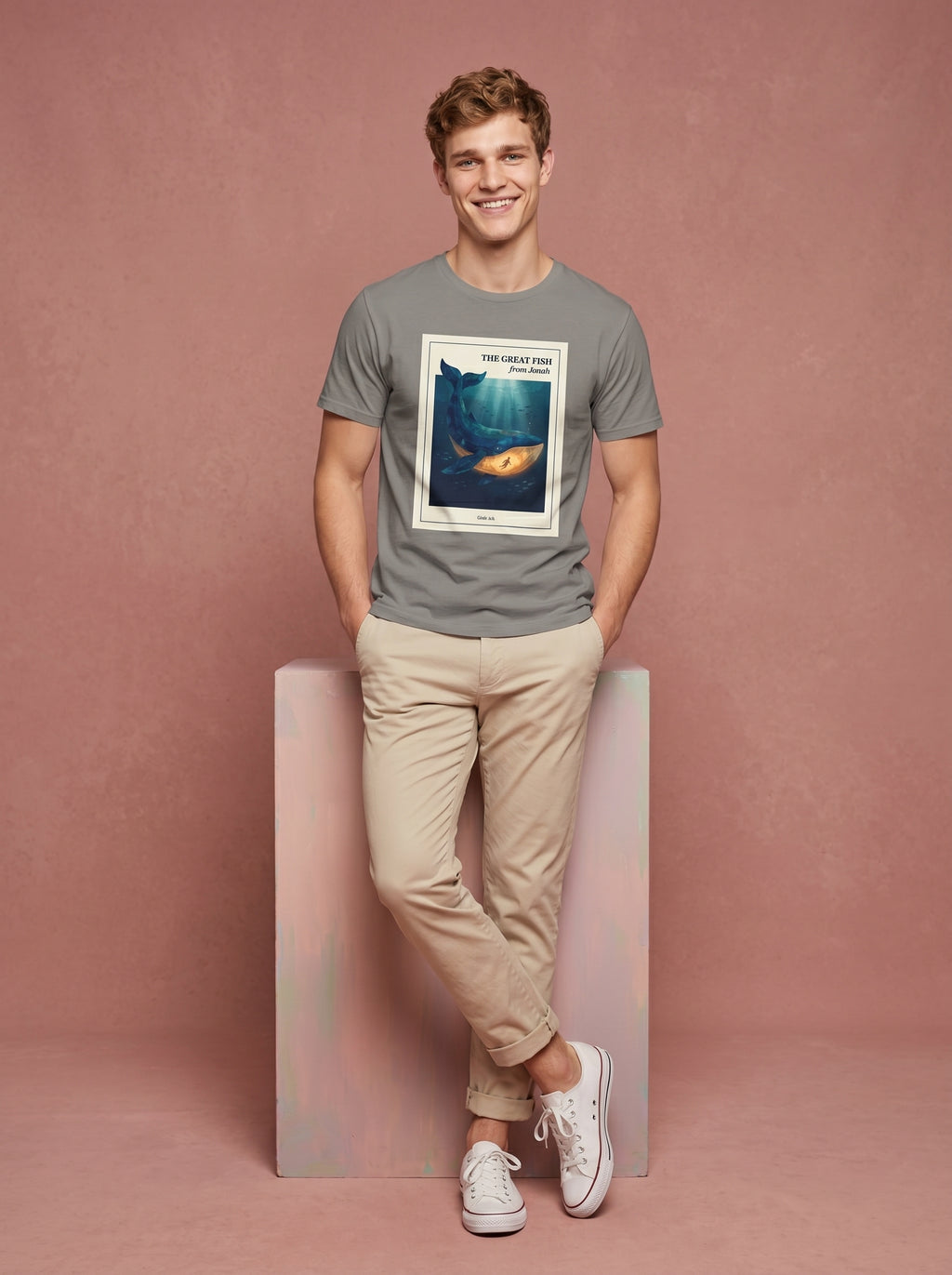 'The Great Fish - 'From Jonah' Mens CVC Jersey Vintage Tee