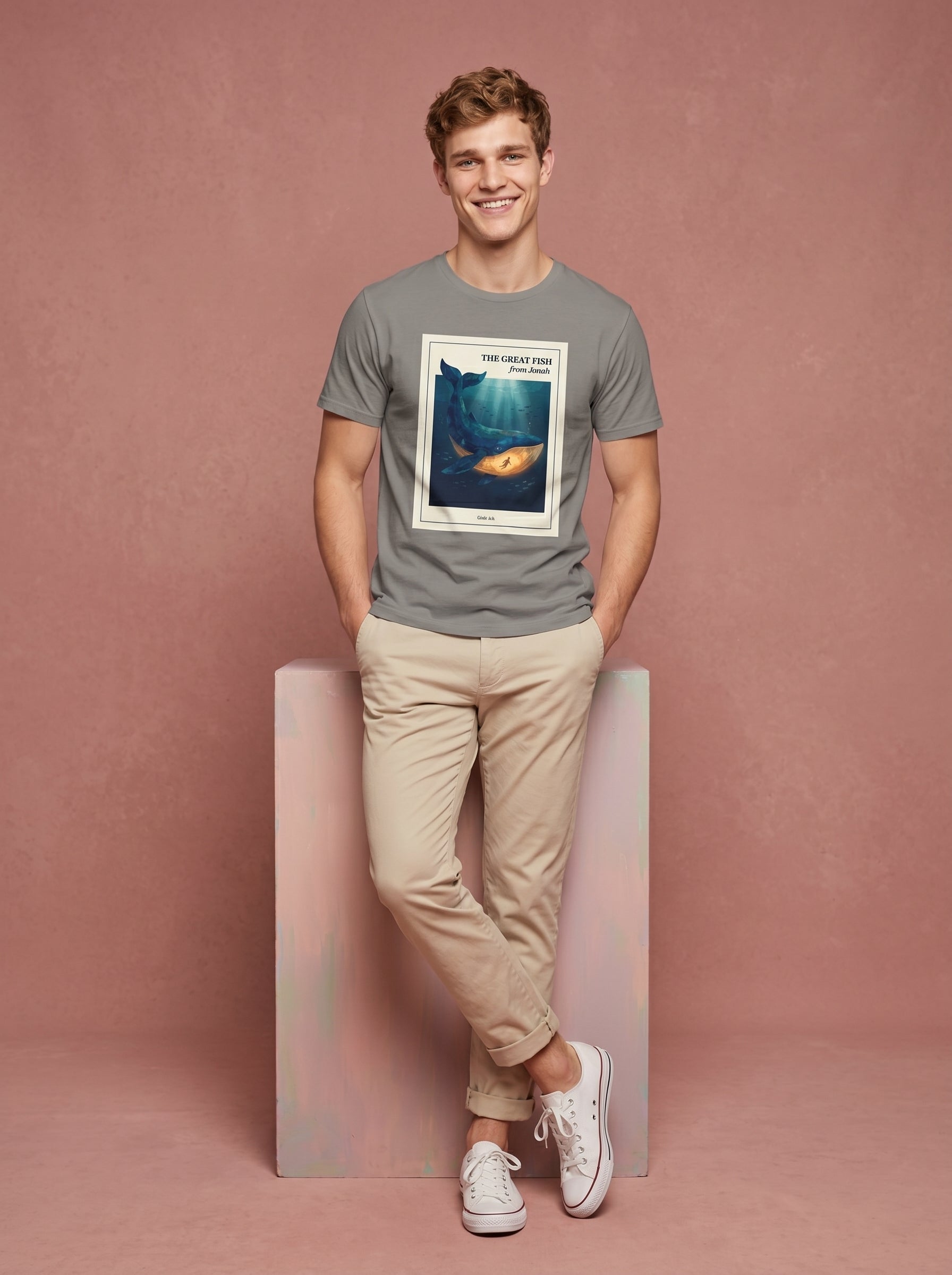 'The Great Fish - 'From Jonah' Mens CVC Jersey Vintage Tee