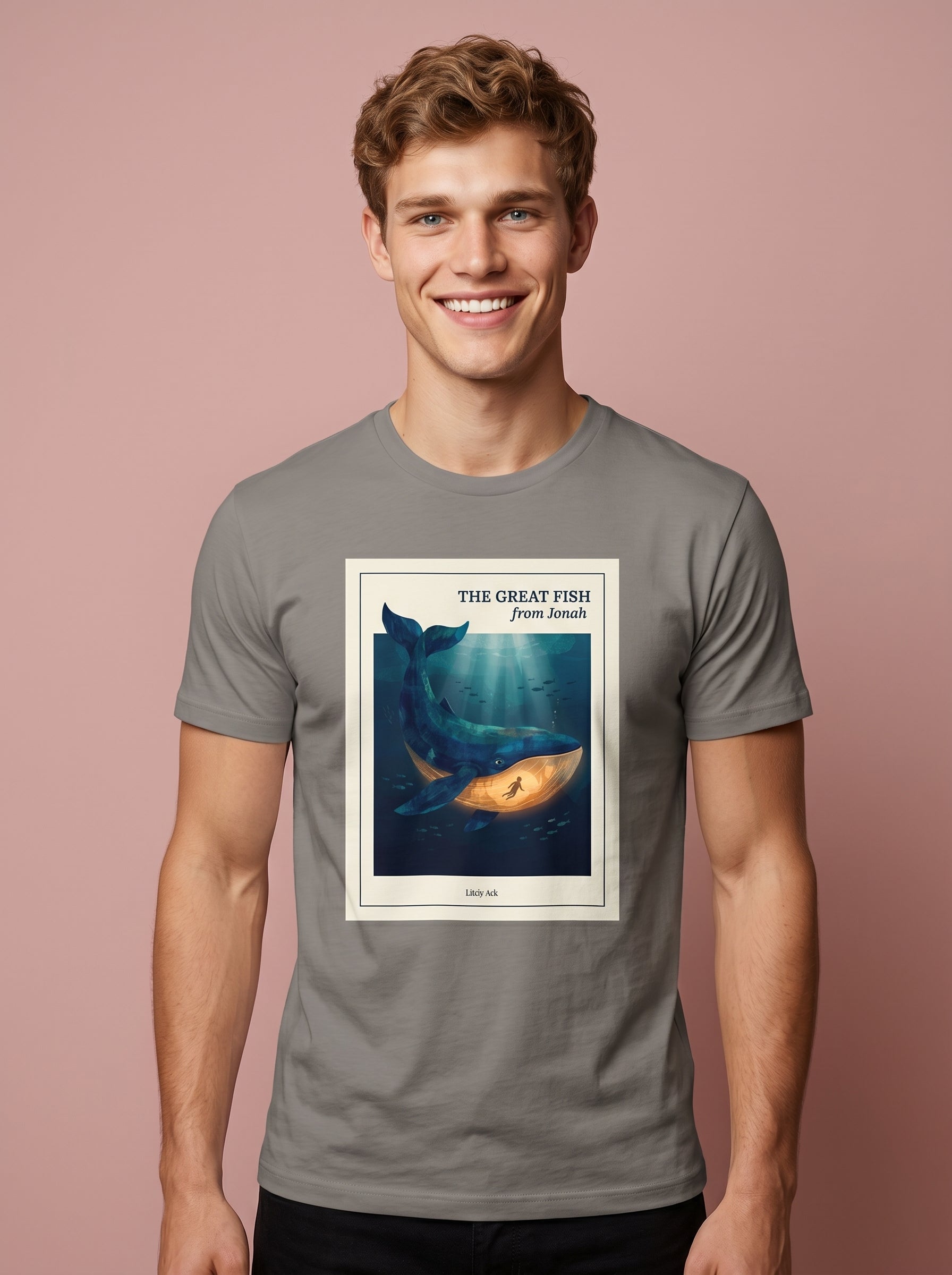 'The Great Fish - 'From Jonah' Mens CVC Jersey Vintage Tee