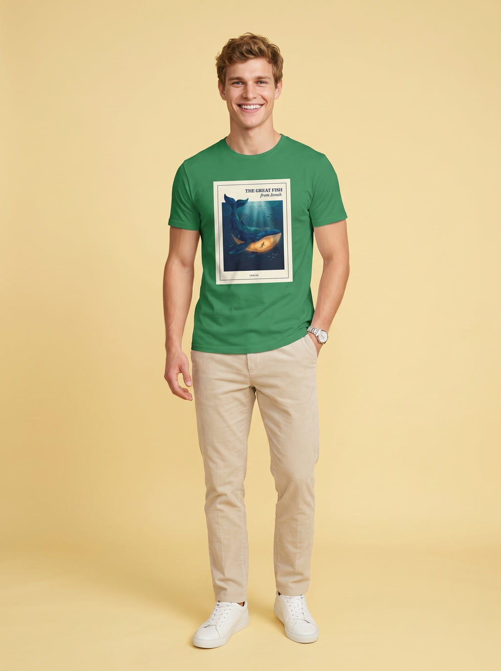 'The Great Fish - 'From Jonah' Mens CVC Jersey Vintage Tee