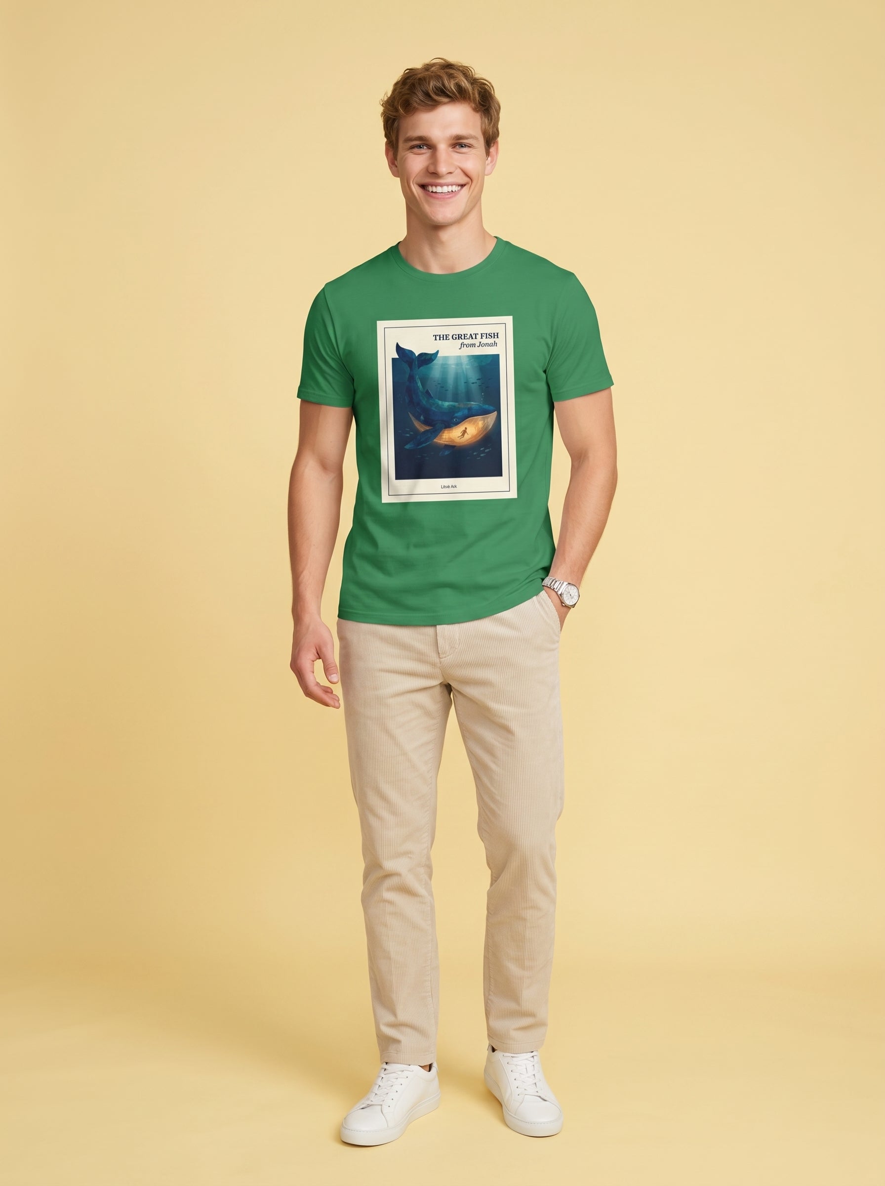'The Great Fish - 'From Jonah' Mens CVC Jersey Vintage Tee