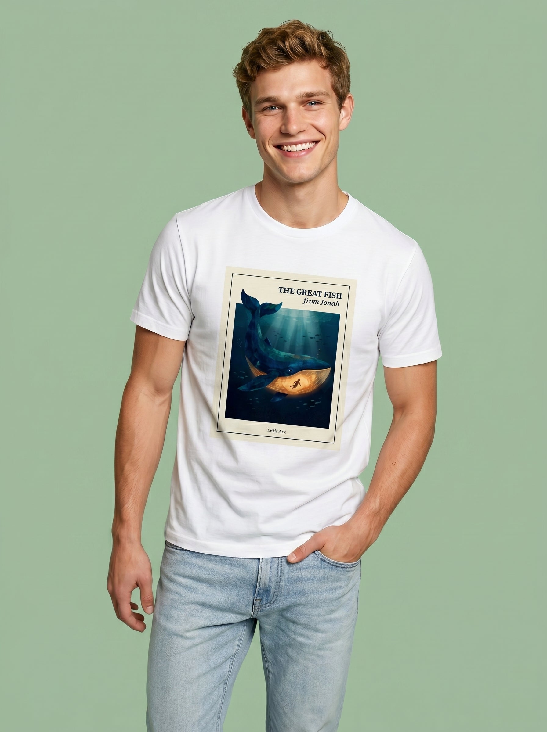 'The Great Fish - 'From Jonah' Mens CVC Jersey Vintage Tee